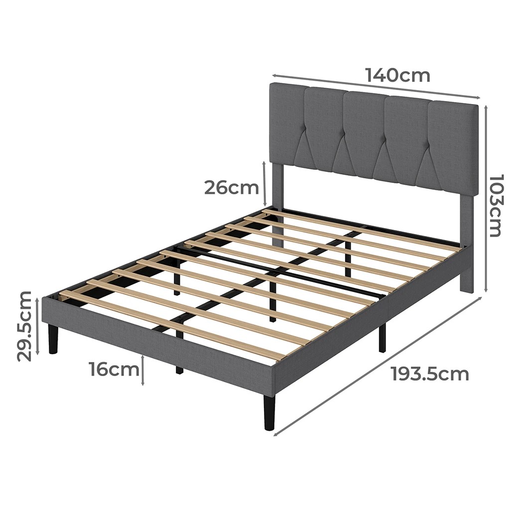 3 Levede Double Size Bed Frame Upholstered, 3 of 8
