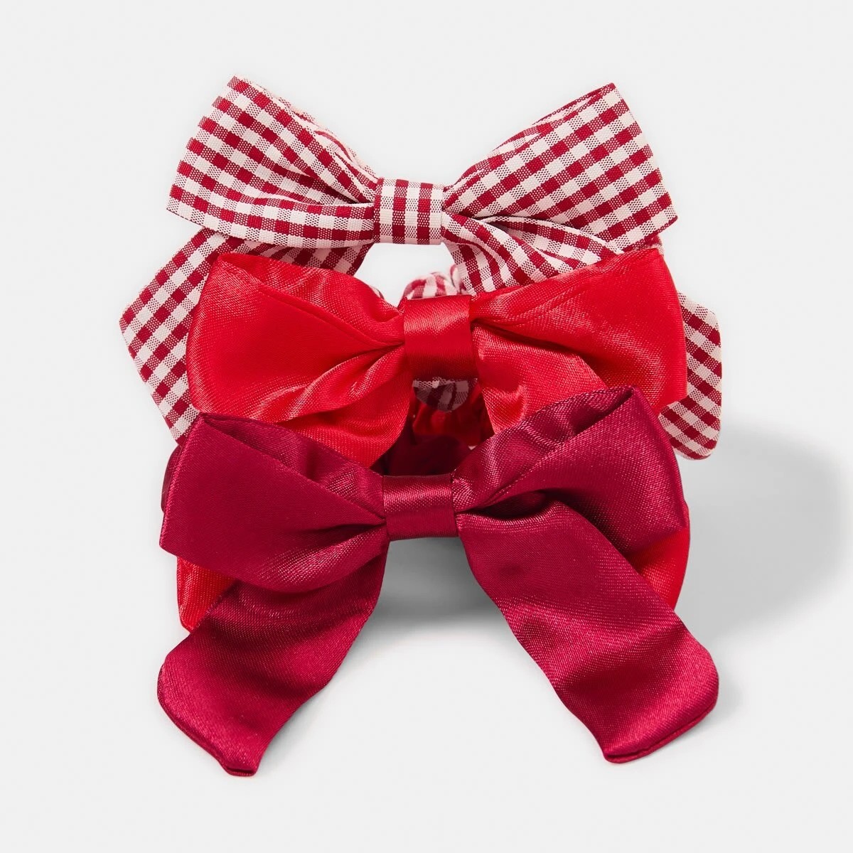 3 3 Pack Bow Hair Scrunchies - Red, 3 of 5