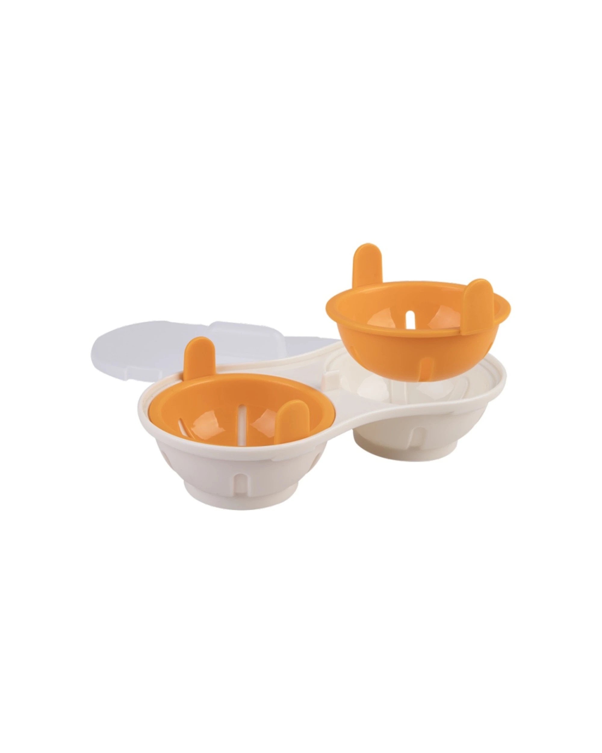 2 Appetito Microwave Double Egg Poacher Non Stick Surface Kitchen Tool - Orange, 2 of 6