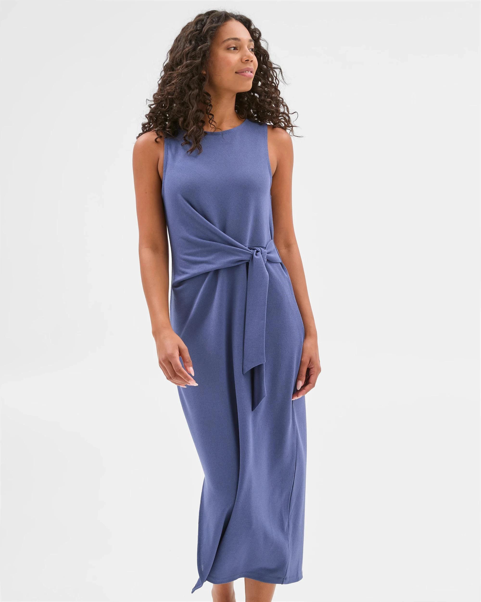 1 Target Woman Sleeveless Tie Waist Knit Dress INDIGO, 1 of 8