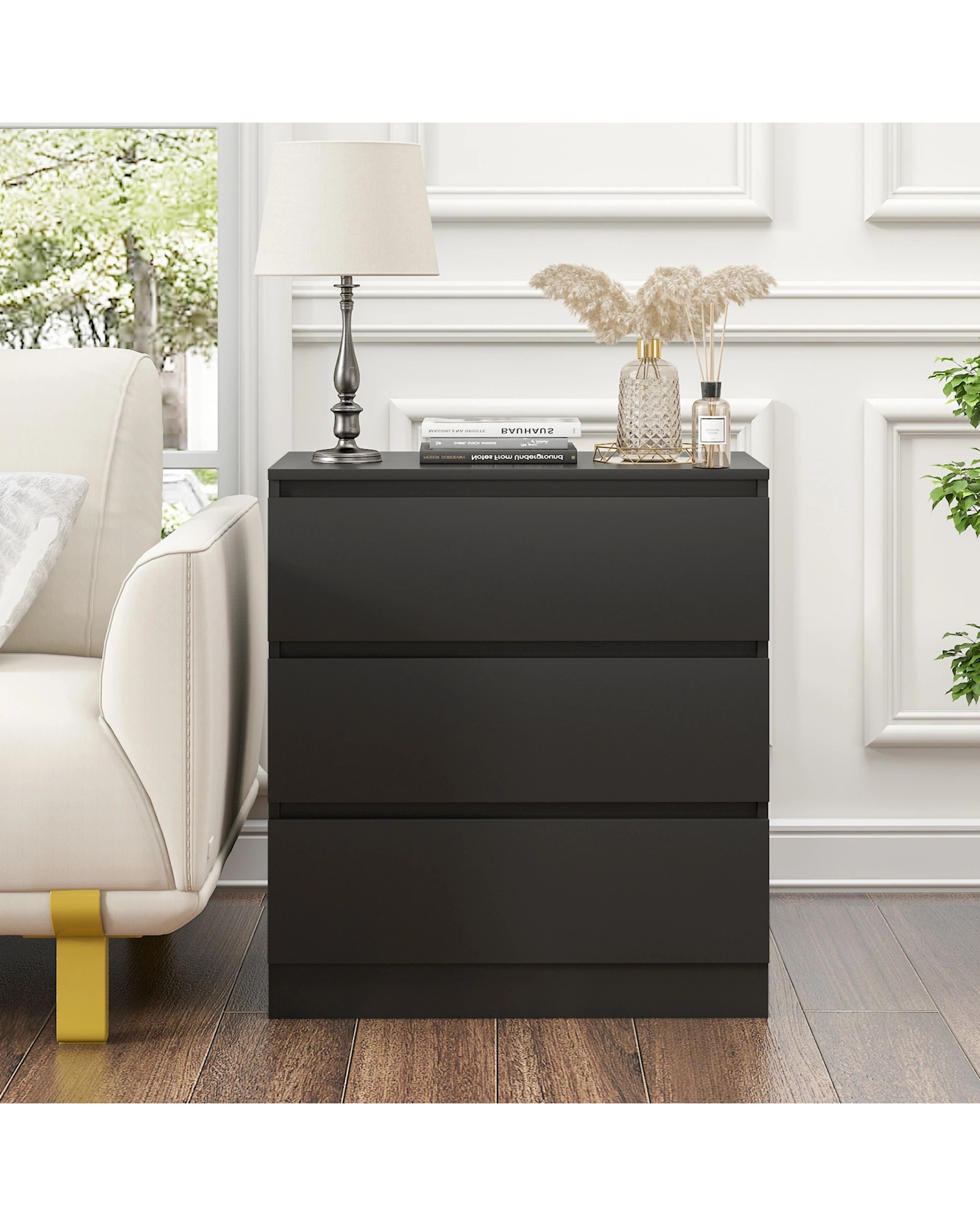 8 Advwin Set of 2 Bedside Table 77cm - Black, 8 of 10