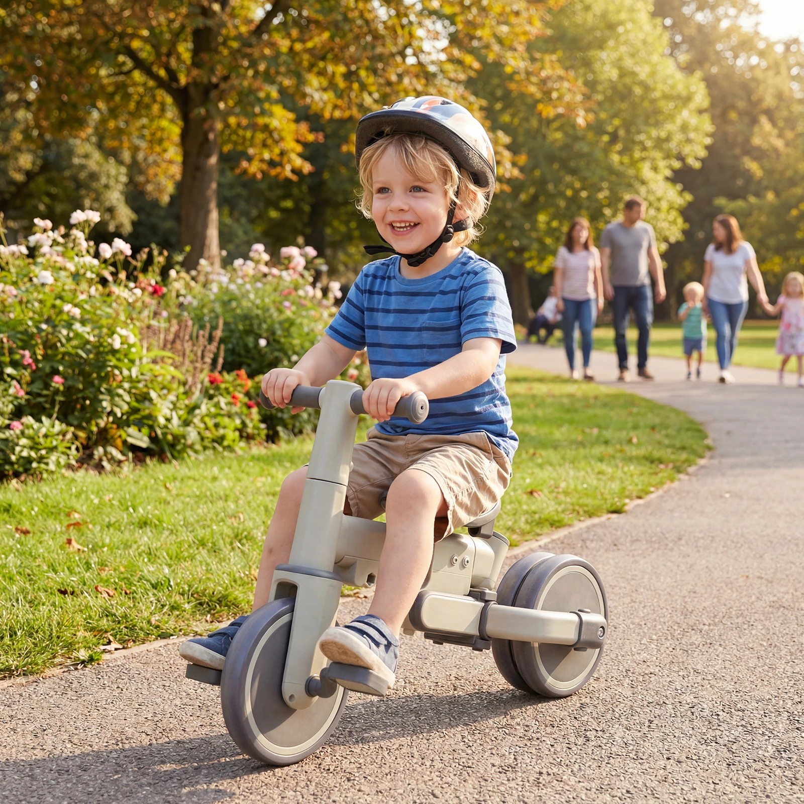 9 Advwin 5-in-1 Toddler Tricycle with Push Handle Foldable Kids Balance Bike for Boys and Girls - Green, 9 of 10