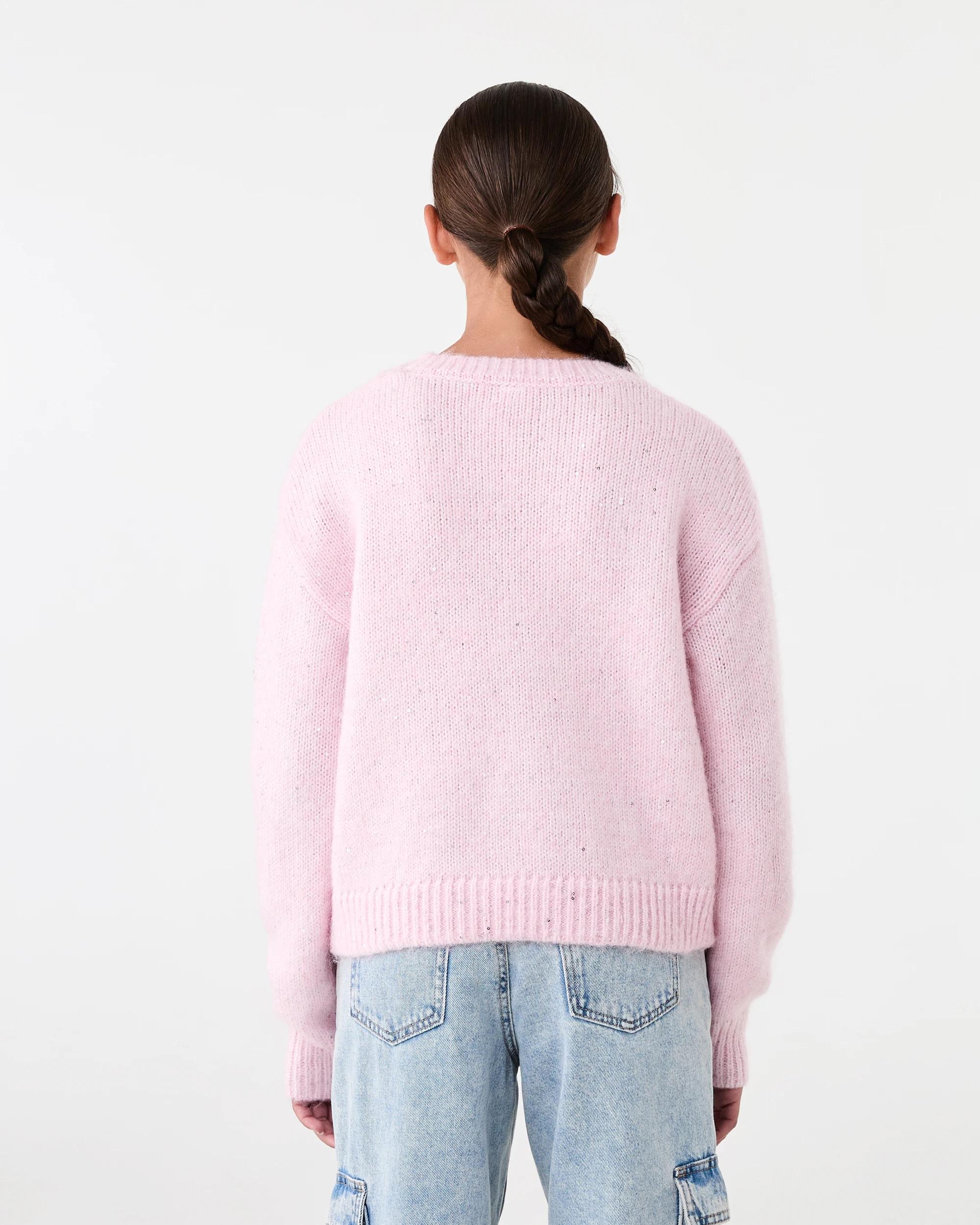 2 Sequin Crew Neck Knit Bllet Pink, 2 of 7