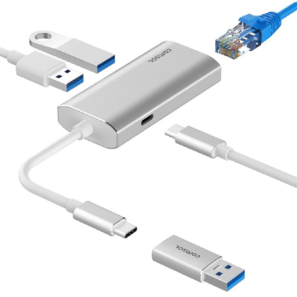 5 Comsol Ethernet 3-Port USB-C Hub Silver, 5 of 6