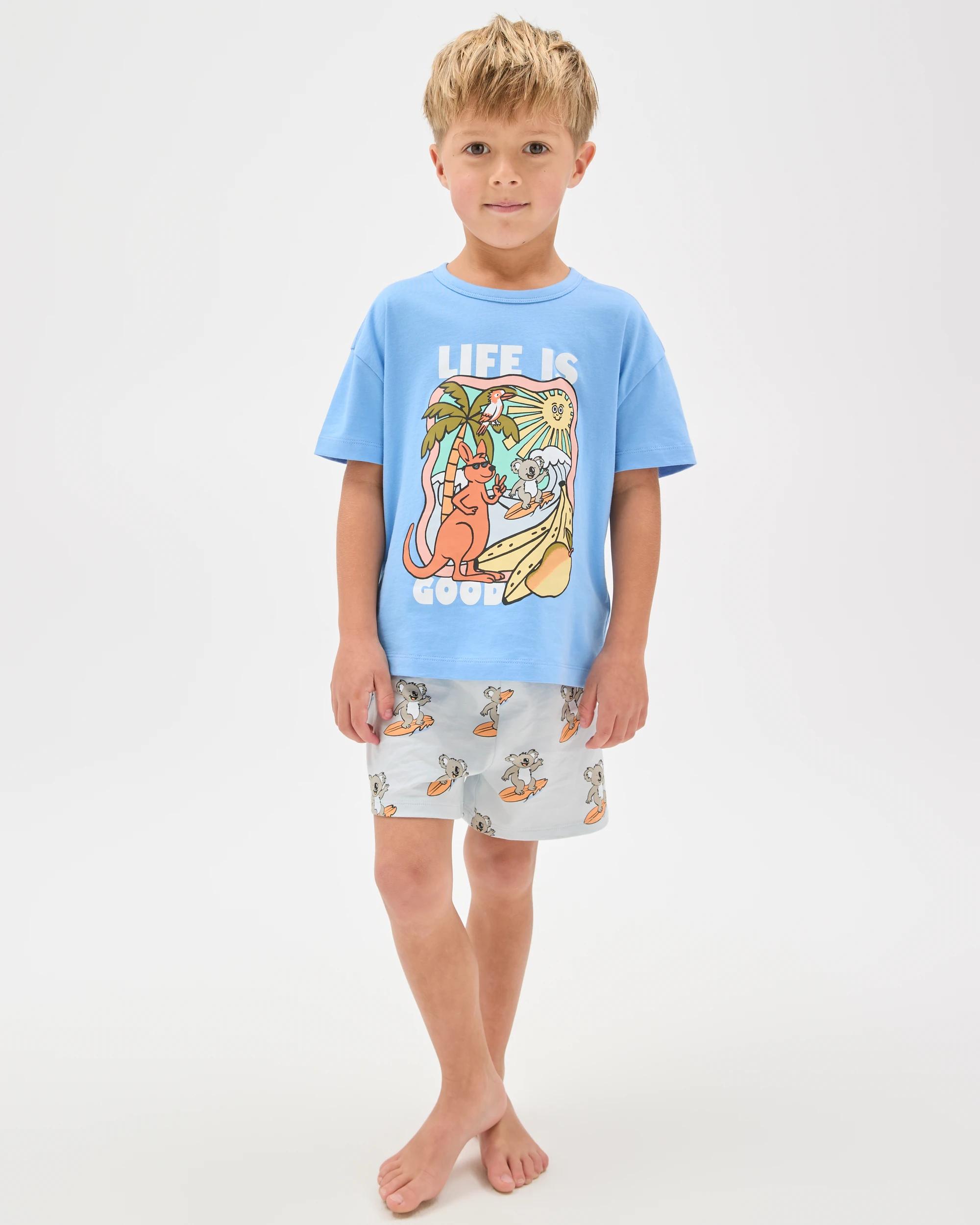 1 Target Kids Australian Cotton Younger Boys Oversized Jersey Pyjama Set AUSTRALIA BLUE, 1 of 8
