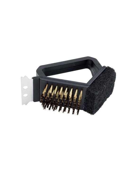 Wiltshire Bar-B Hand 3-In-1 Brass Bristle Barbeque Grill Cleaning Brush - Black