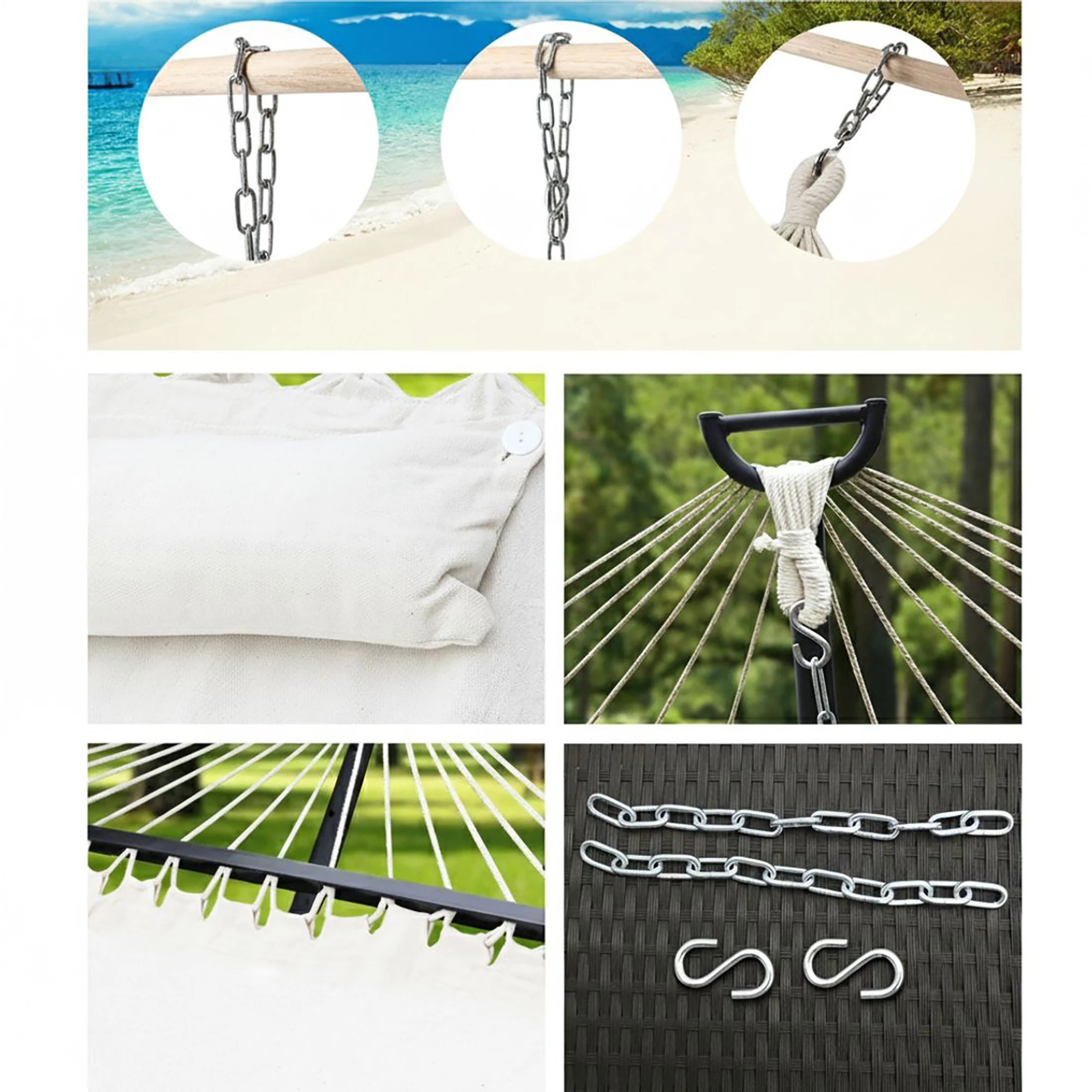 5 Gardeon Hammock Bed Outdoor Camping Portable Hanging Chair 2 Person Piillow - Beige, 5 of 6