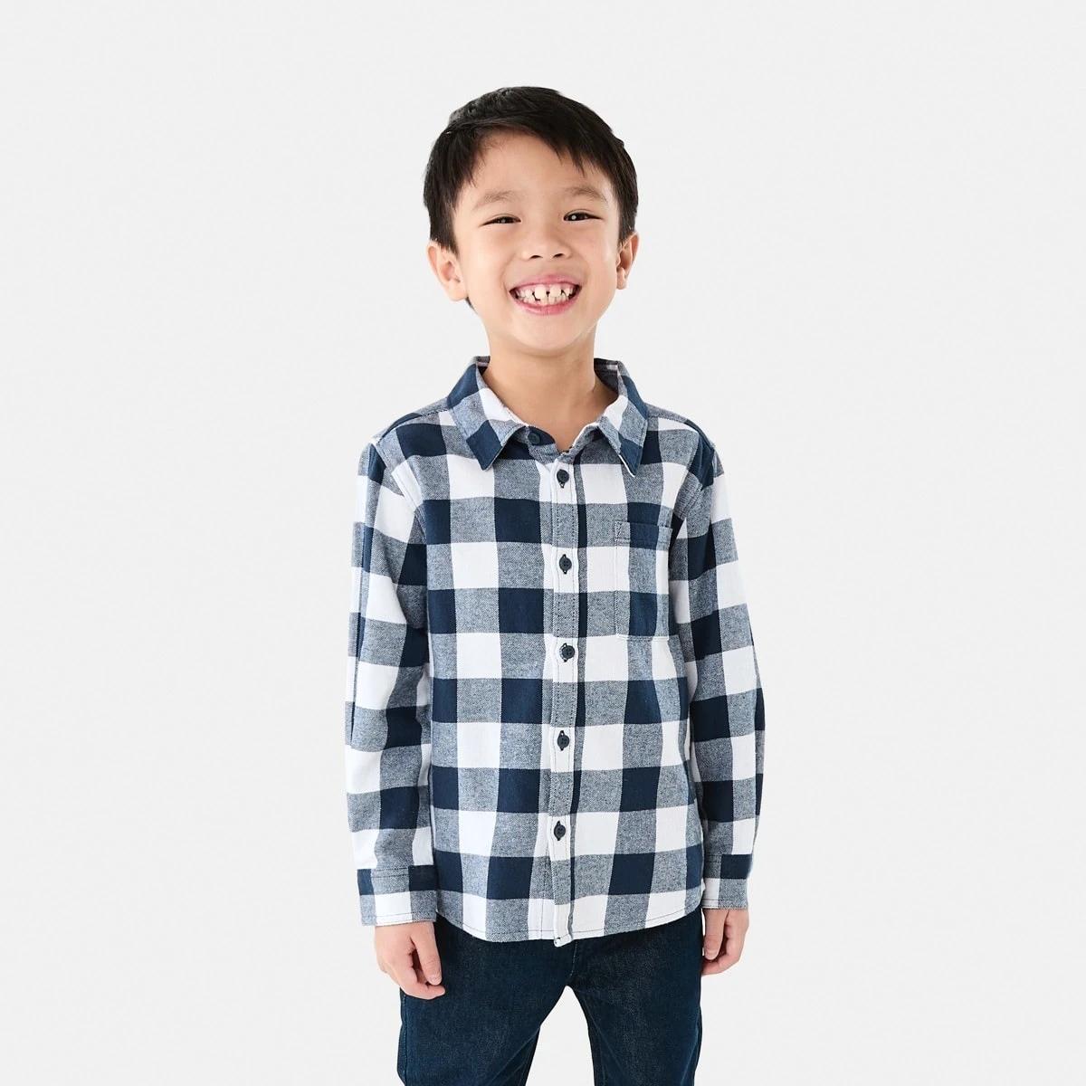 1 Yarn Dyed Flannel Shirt Nvy Check, 1 of 10