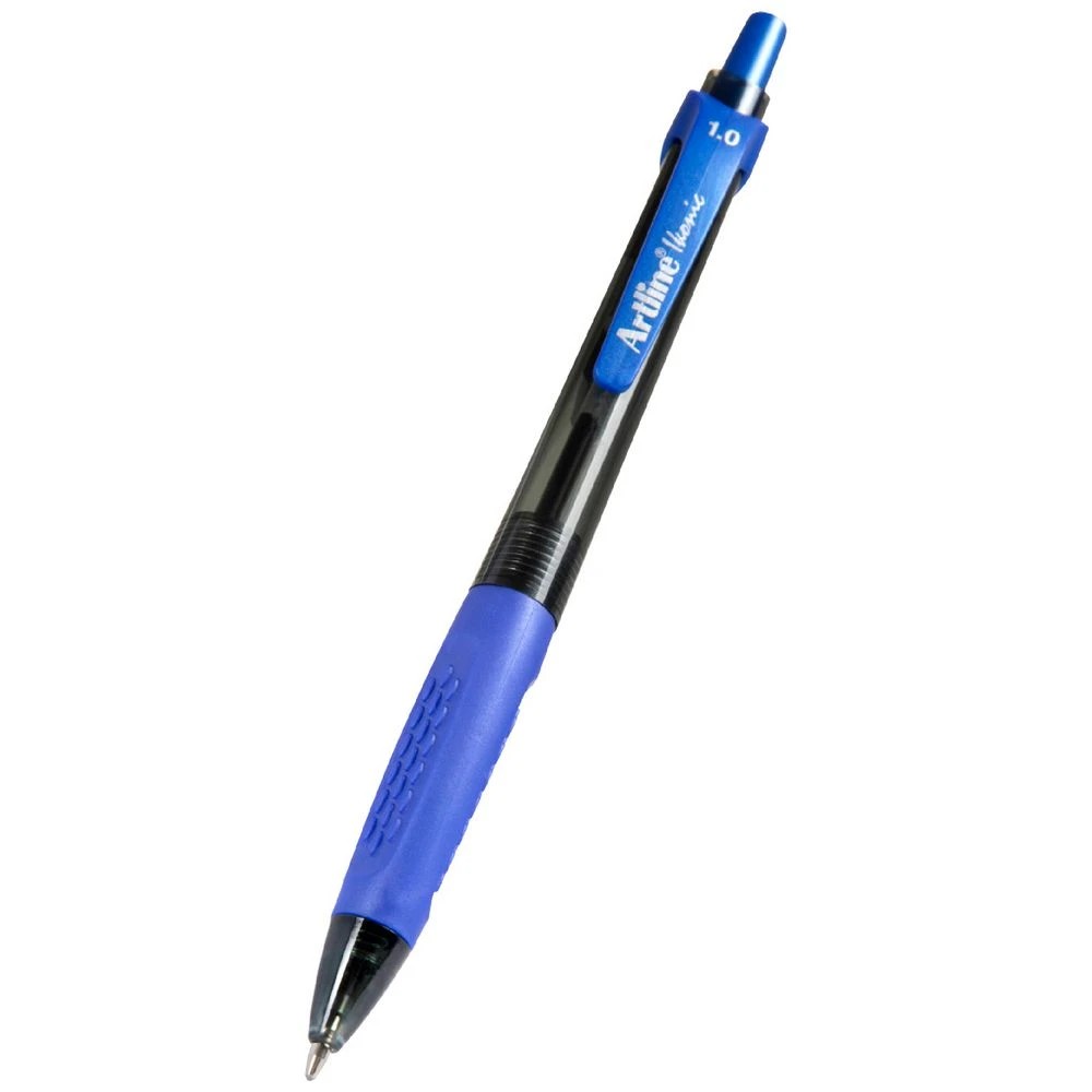 2 Artline Ikonic Retractable Ballpoint Pen Blue 3 Pack, 2 of 3
