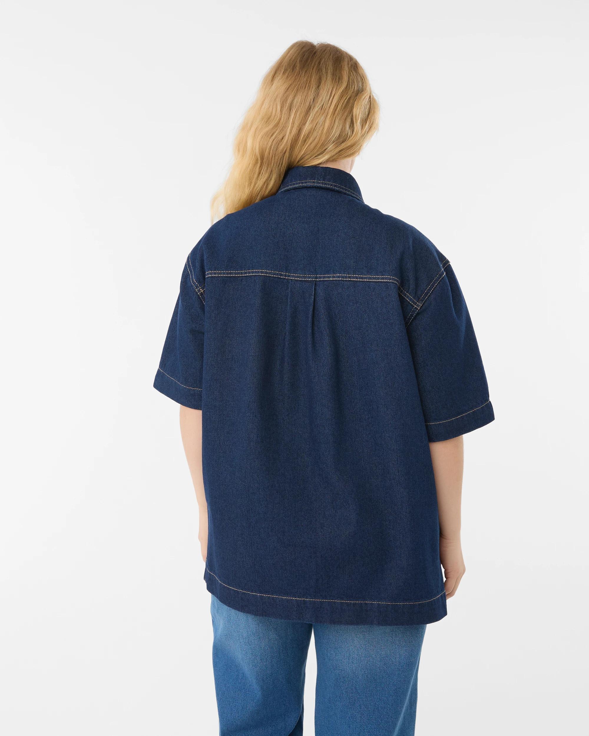 3 Short Sleeve Denim Shirt Indigo Wsh, 3 of 8