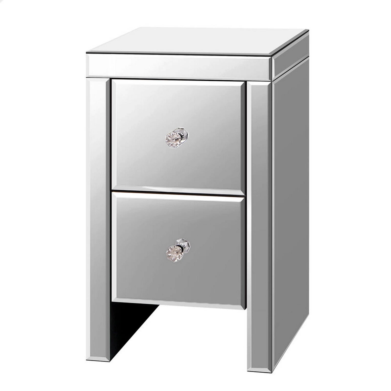 1 Alfordson Bedside Table Mirrored Cabinet Nightstand Side End Table Drawers - Silver, 1 of 10