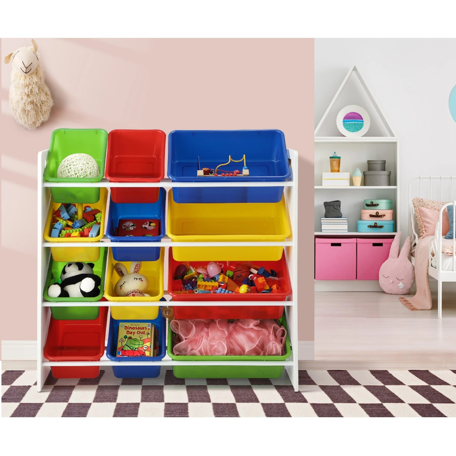 3 Oikiture Kids Toy Box Organiser 12 Bins Display Shelf Storage Rack Drawer
 - White, 3 of 10