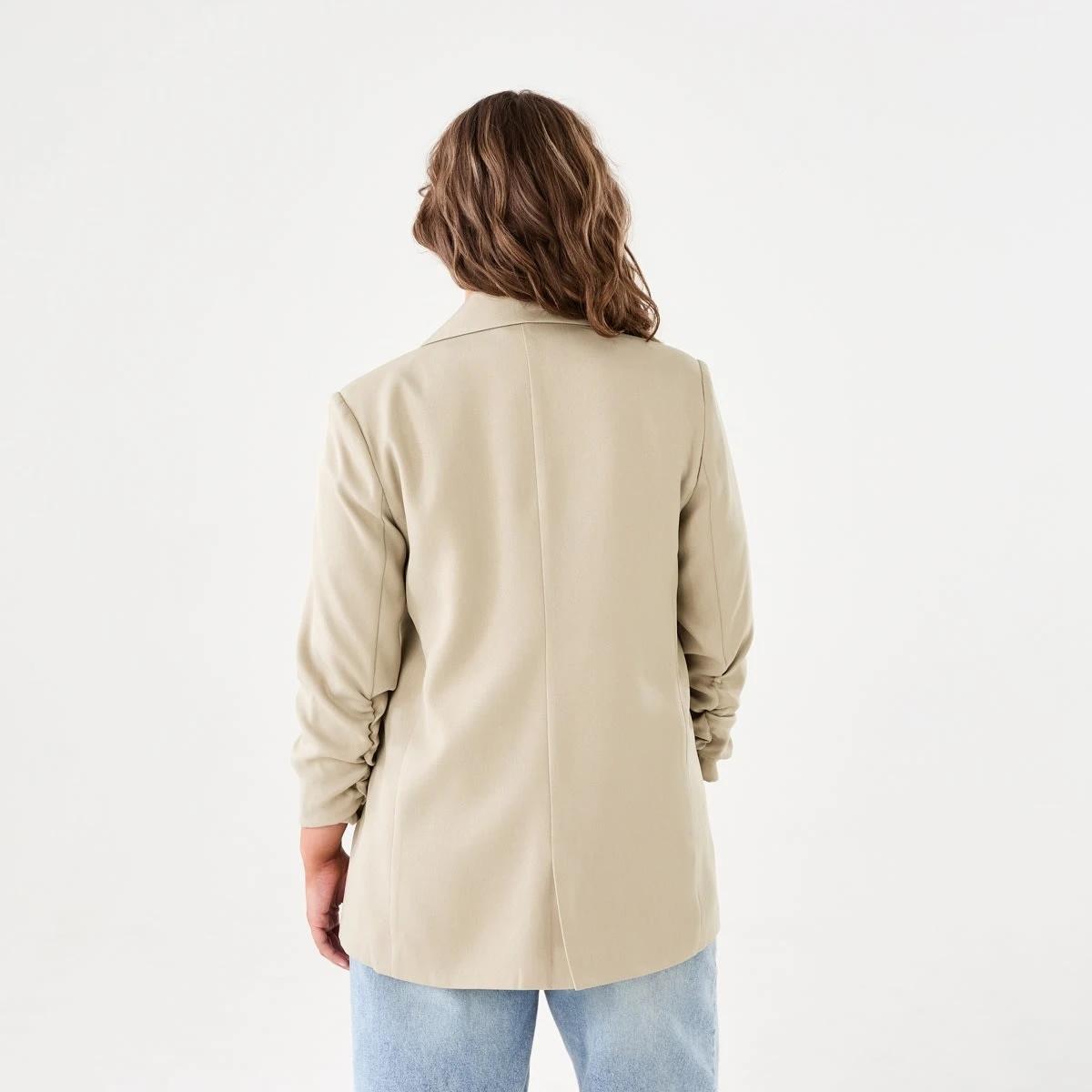 4 Ruched Sleeve Blazer DUNE BEIGE, 4 of 7