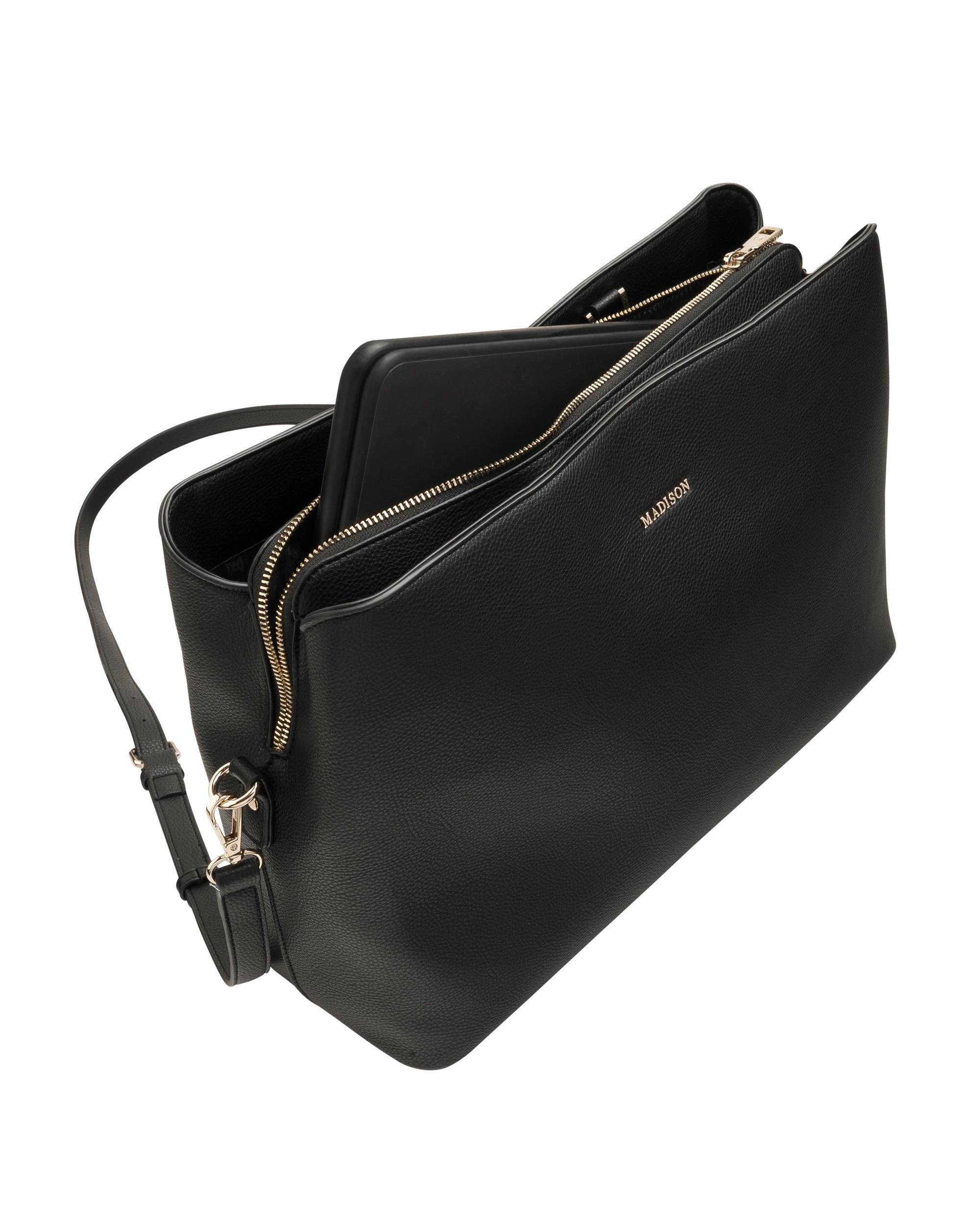 7 Madison Accessories Kate Large Laptop Tote Work Bag BLACK, 7 of 8