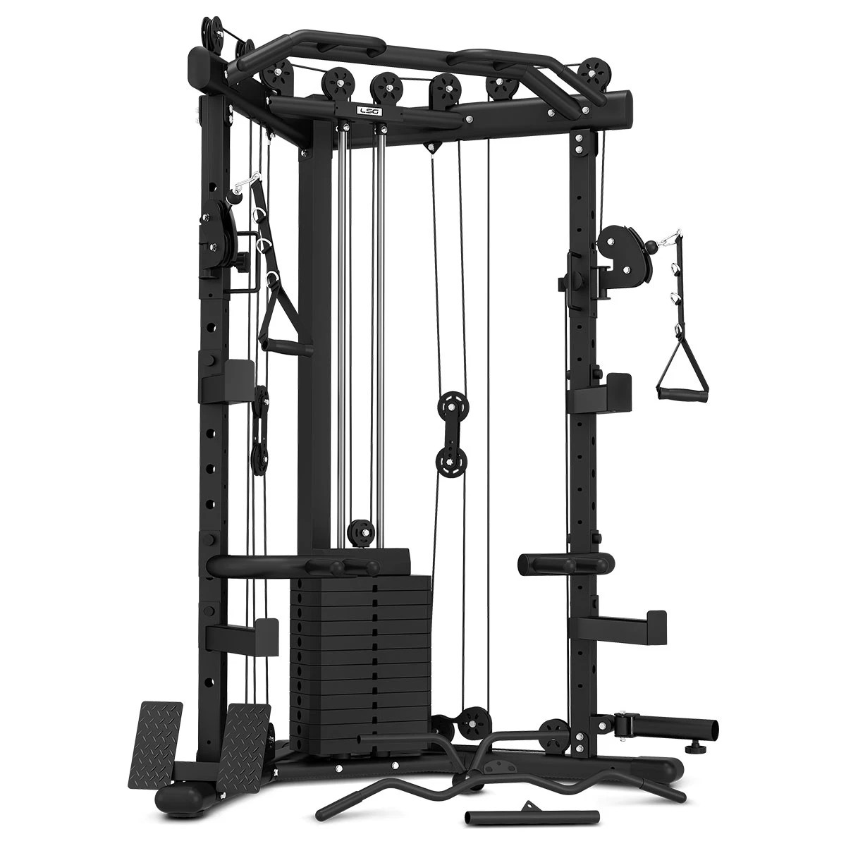 2 LSG GRK-110 with FID Bench, 90kg Olympic Weights - Barbell and Rubber Tri-Grip Plates - Black, 2 of 10