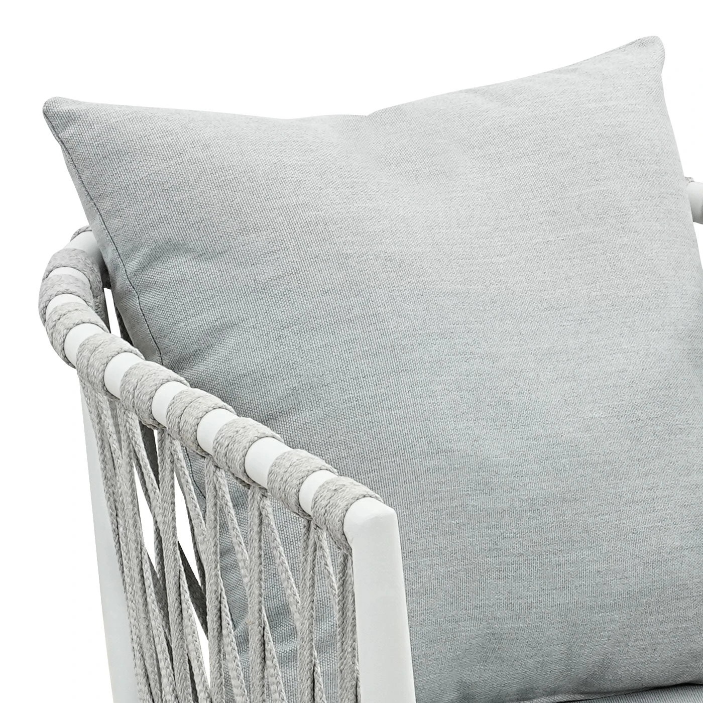 8 Moda Living Mornington White Aluminium Outdoor Dining Chairs with Arms - Light Grey Cushion (Set of 4) - White, 8 of 9