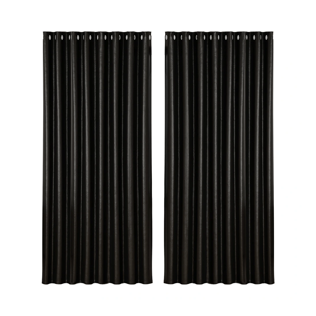 1 Artiss 2X Blockout Curtains Eyelet 300x230cm Shine - Black, 1 of 6