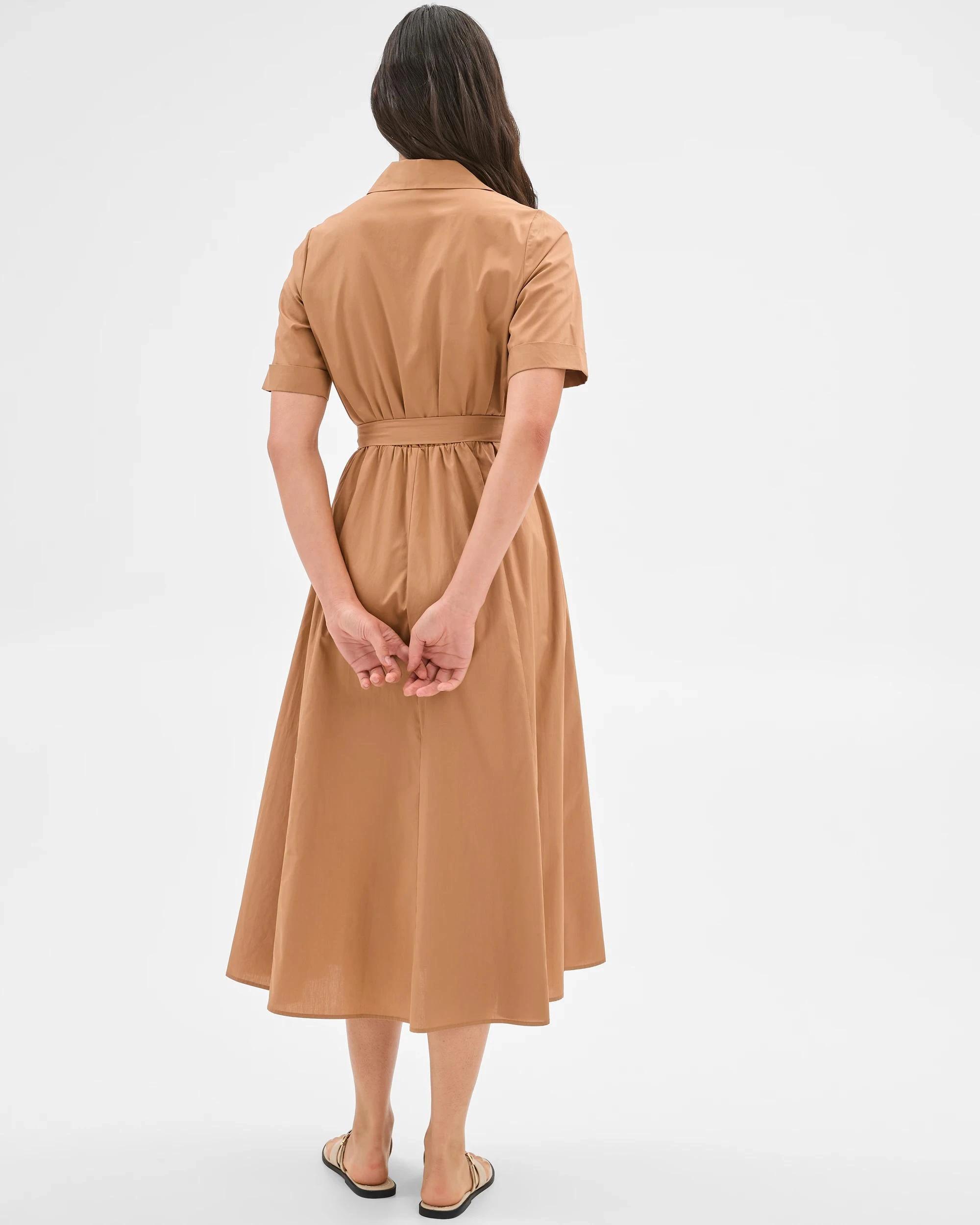 6 Australian Cotton Midi Shirt Dress - Preview CAMEL, 6 of 6