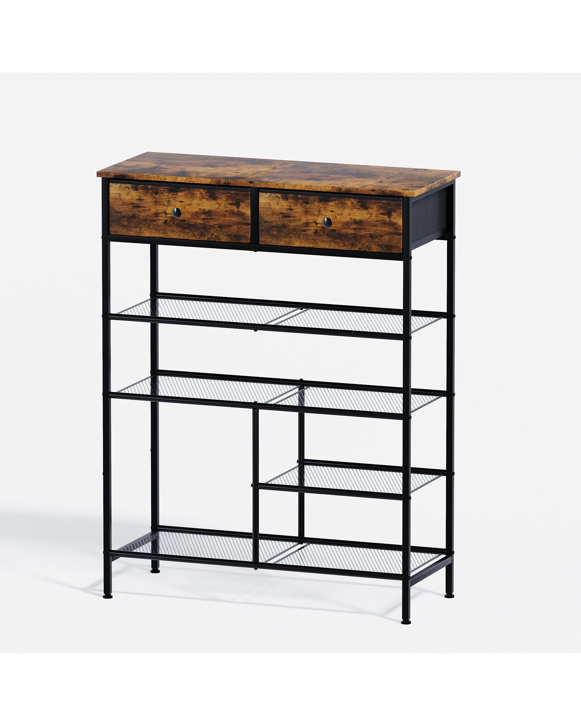 1 Advwin Shoe Rack Shoe Storage Organizer w/ 2 Drawers and Open Mesh Shelves Freestanding Shoe Shelves, 1 of 10