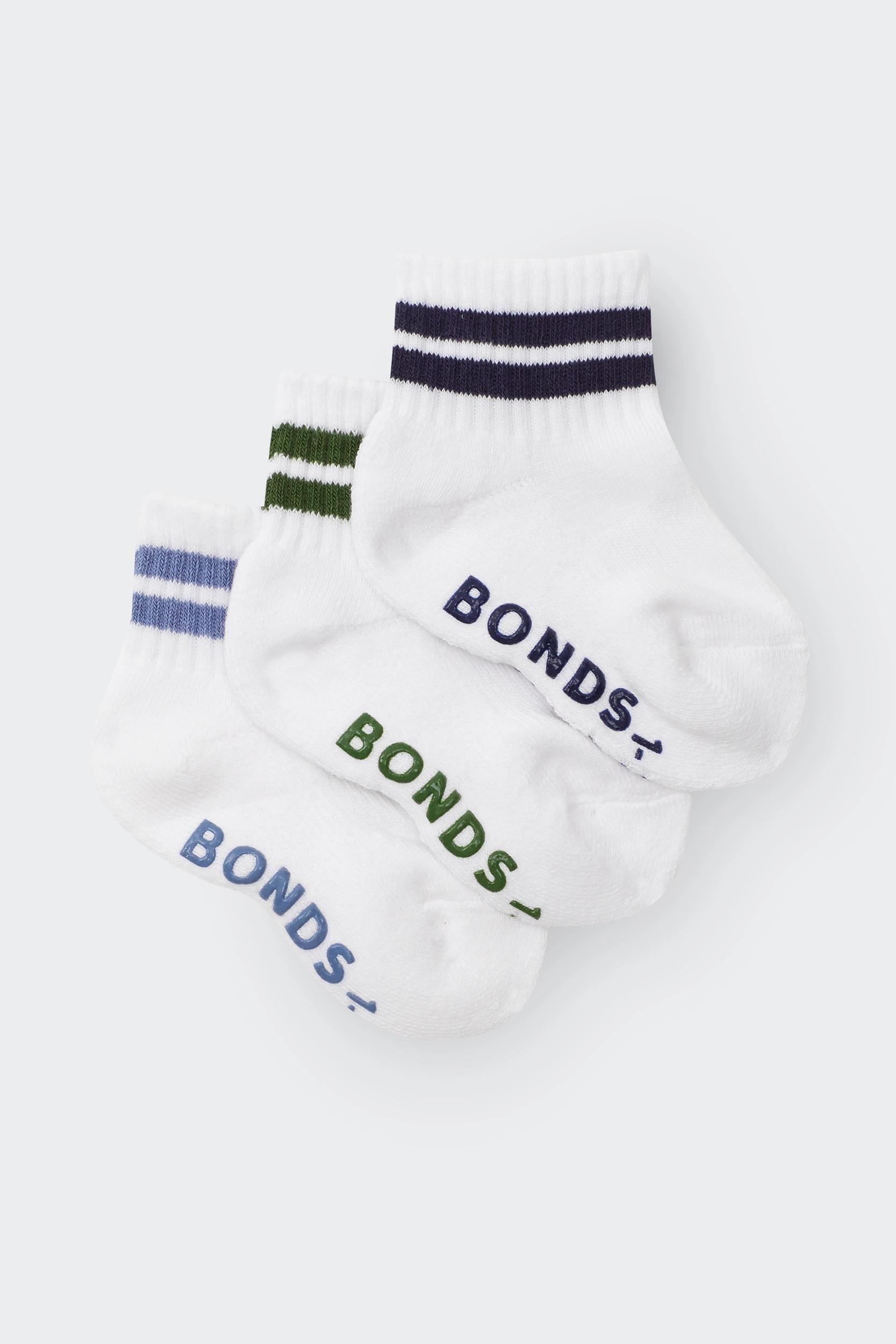 1 Bonds Baby 3 Pack Ultimate Comfort Quarter Crew Socks MULTI, 1 of 7