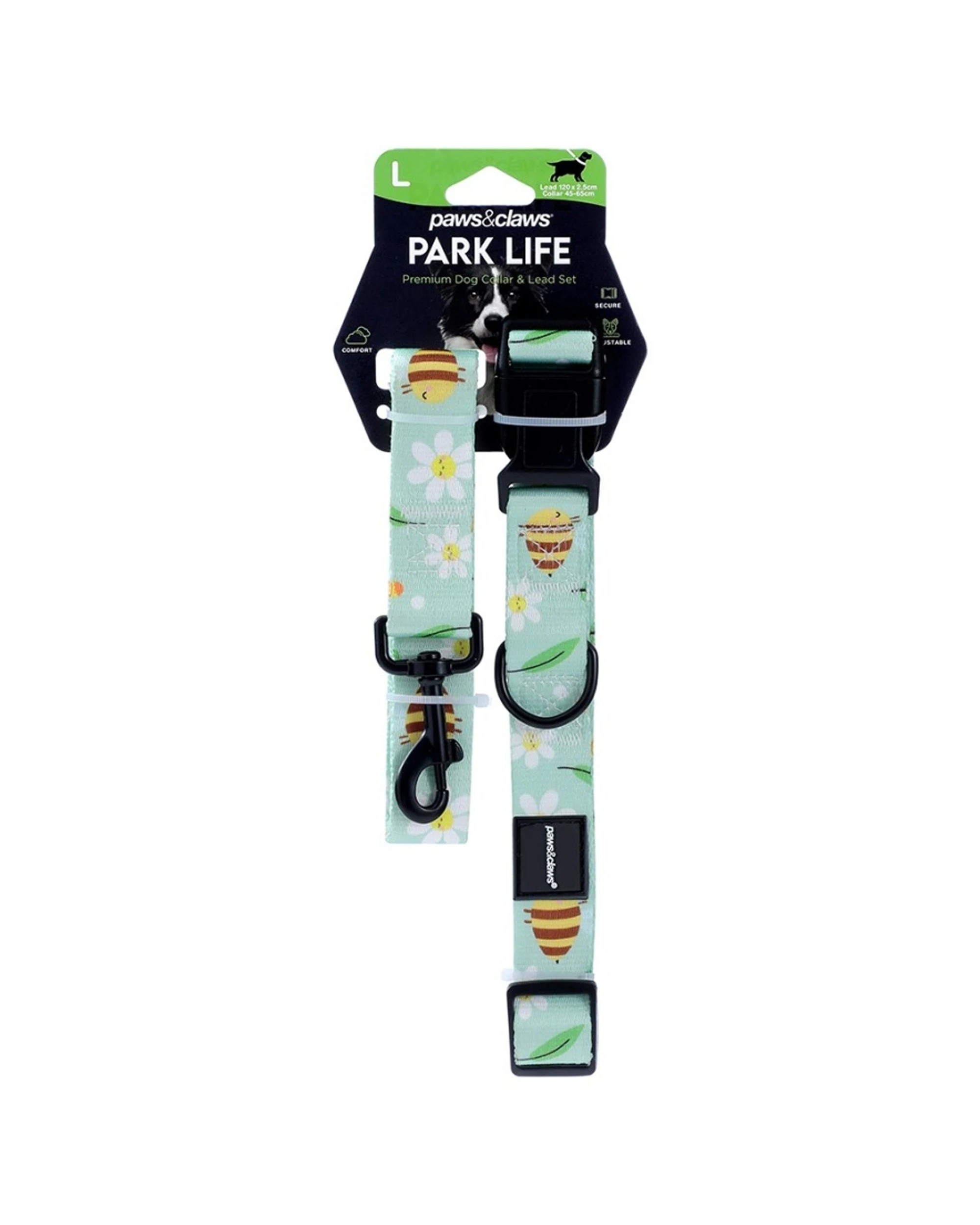 2 Paws & Claws 3PK Pet Dog Collar Lead Set Large - Assorted, 2 of 8