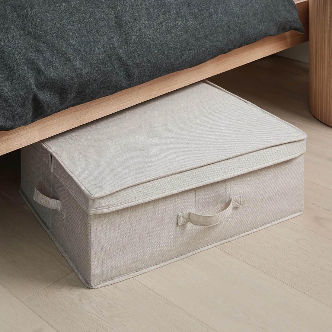 2 Linen Look Underbed Storage Box - Beige, 2 of 8