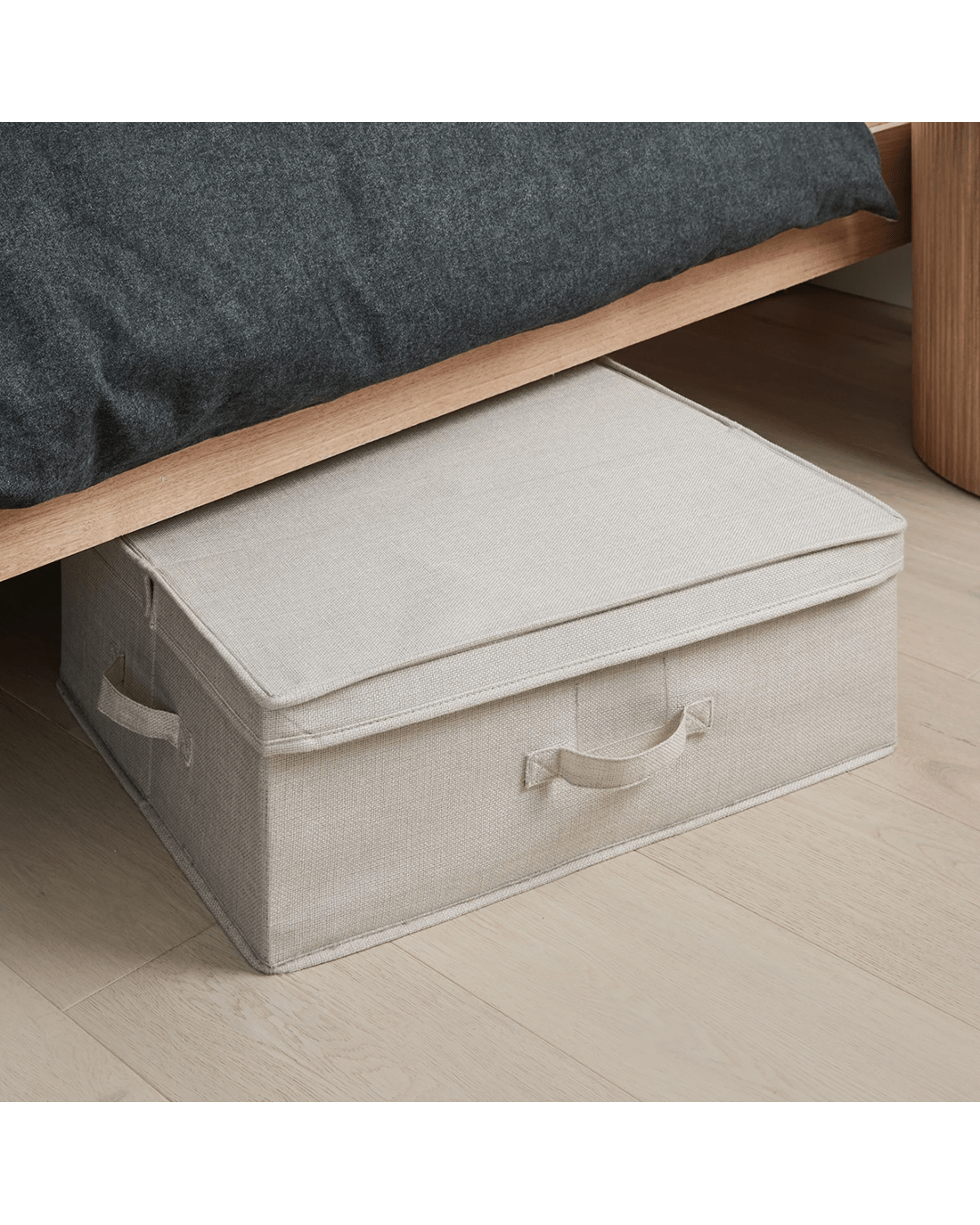 2 Linen Look Underbed Storage Box - Beige, 2 of 8