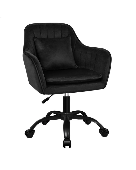 Alfordson Velvet Office Chair Fabric Armchair Computer Swivel Adult Kids - Black