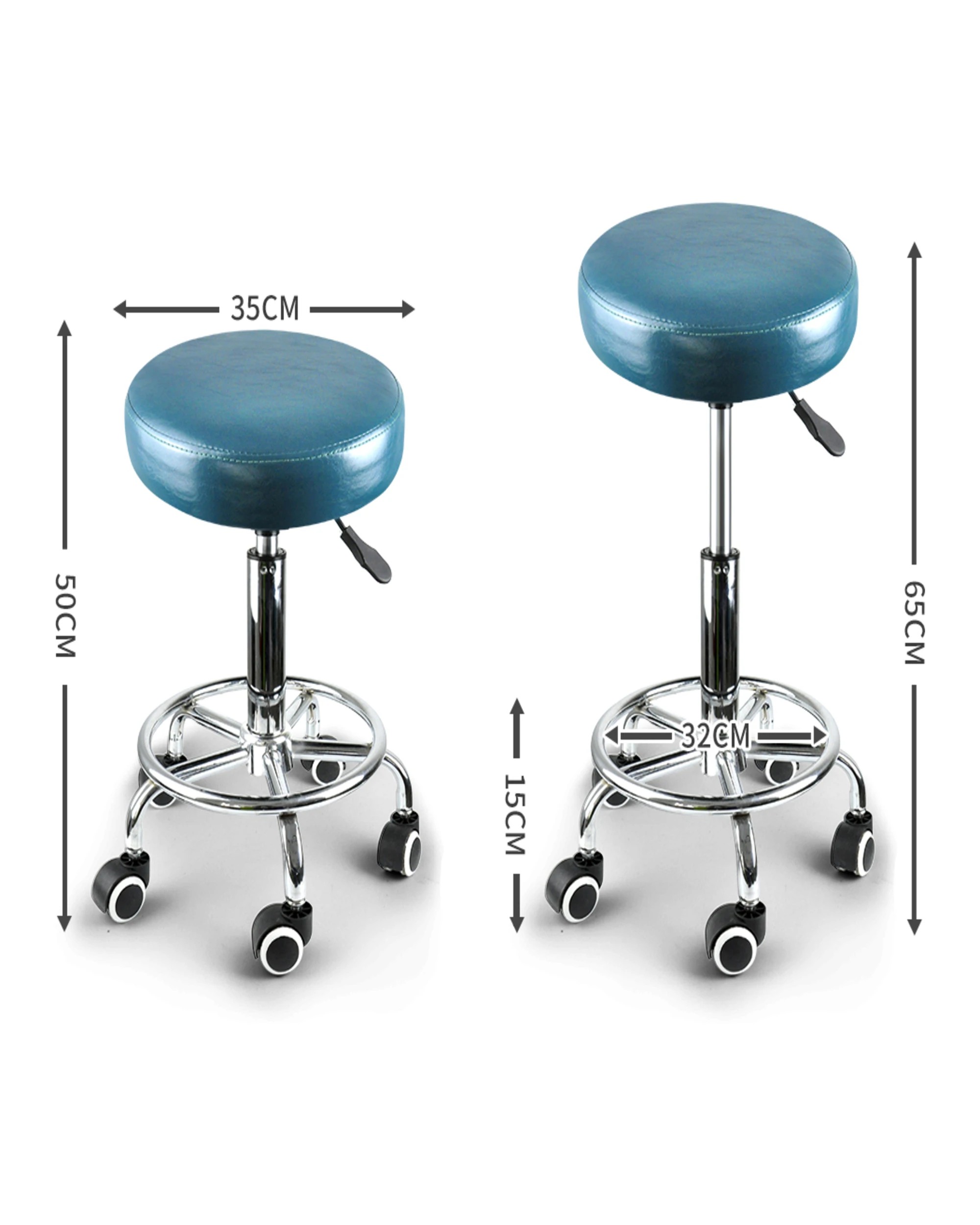 3 Levede 2x Salon Stool Teal, 3 of 6