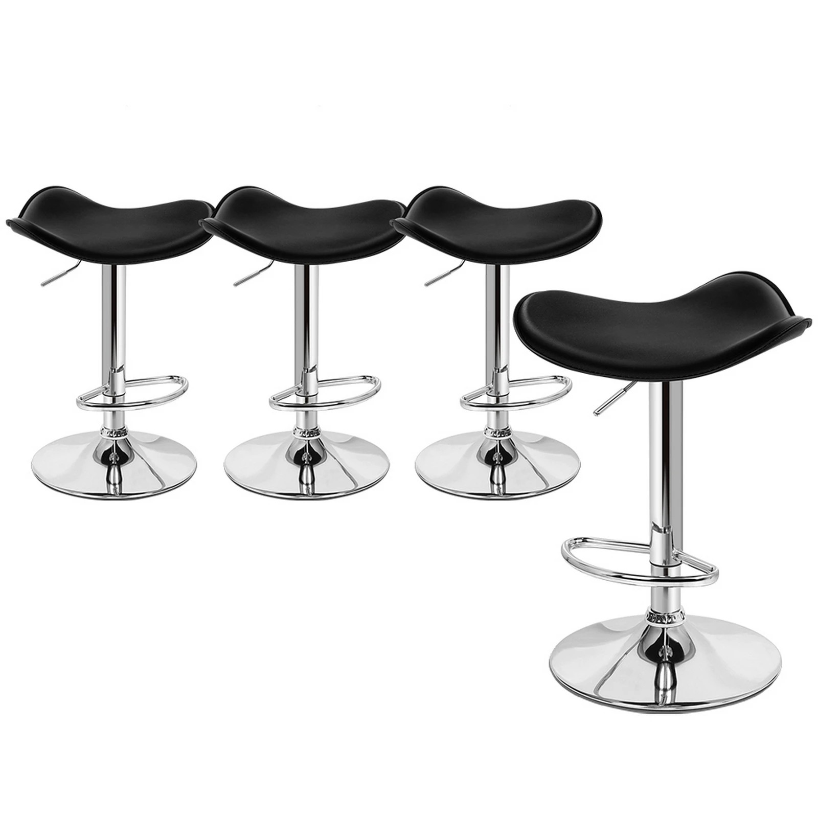 1 Alfordson 4x Bar Stools Portia Kitchen Swivel Chair Leather Gas Lift - Black, 1 of 7