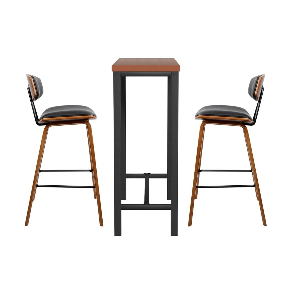 5 Artiss Bar Table and Stools Set Dining Desk Kitchen Chairs Cafe Pub - Brown, 5 of 8
