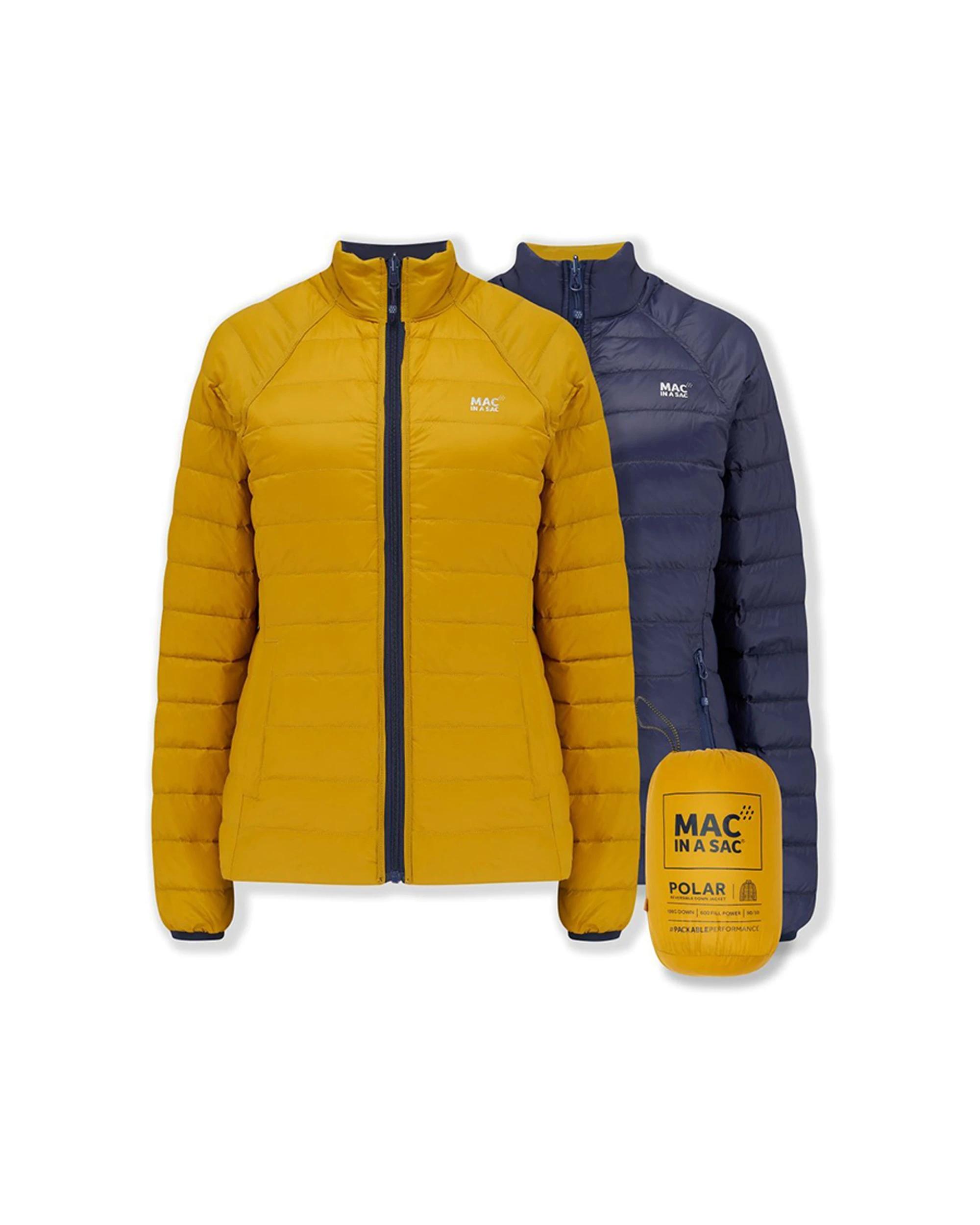 1 Mac In A Sac Adults Ladies Polar Reversible Down Jacket NAVY/MUSTARD, 1 of 3