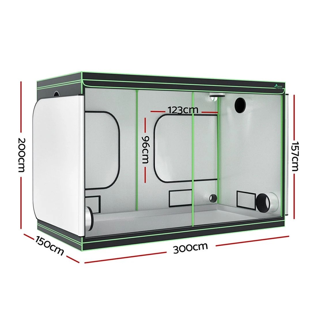 2 Green Fingers Grow Tent Kits 300x150x200cm Hydroponics Indoor Plant Grow System - Black, 2 of 5