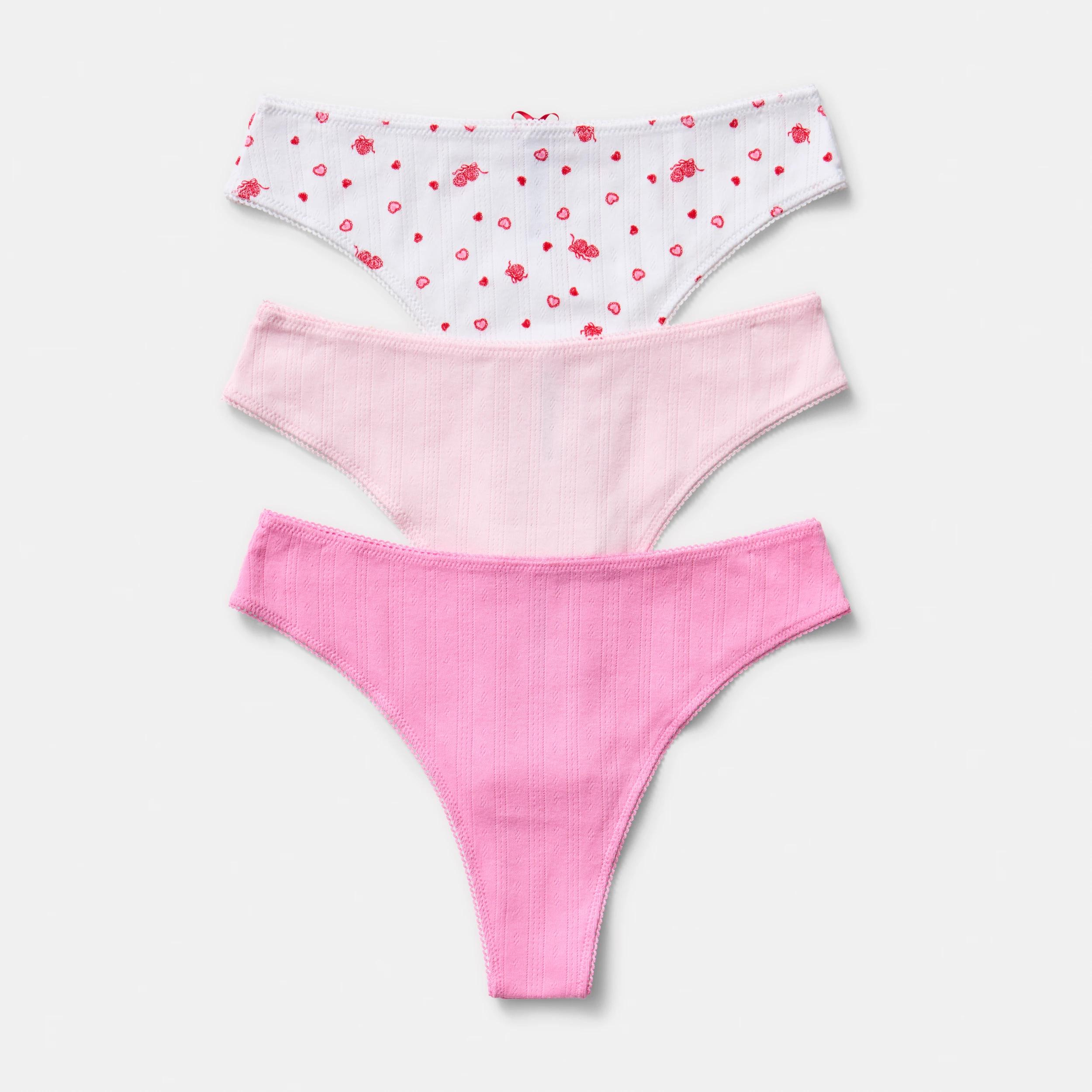 2 3 Pack Pointelle Cheeky Bikini Briefs Heart Lock, 2 of 10