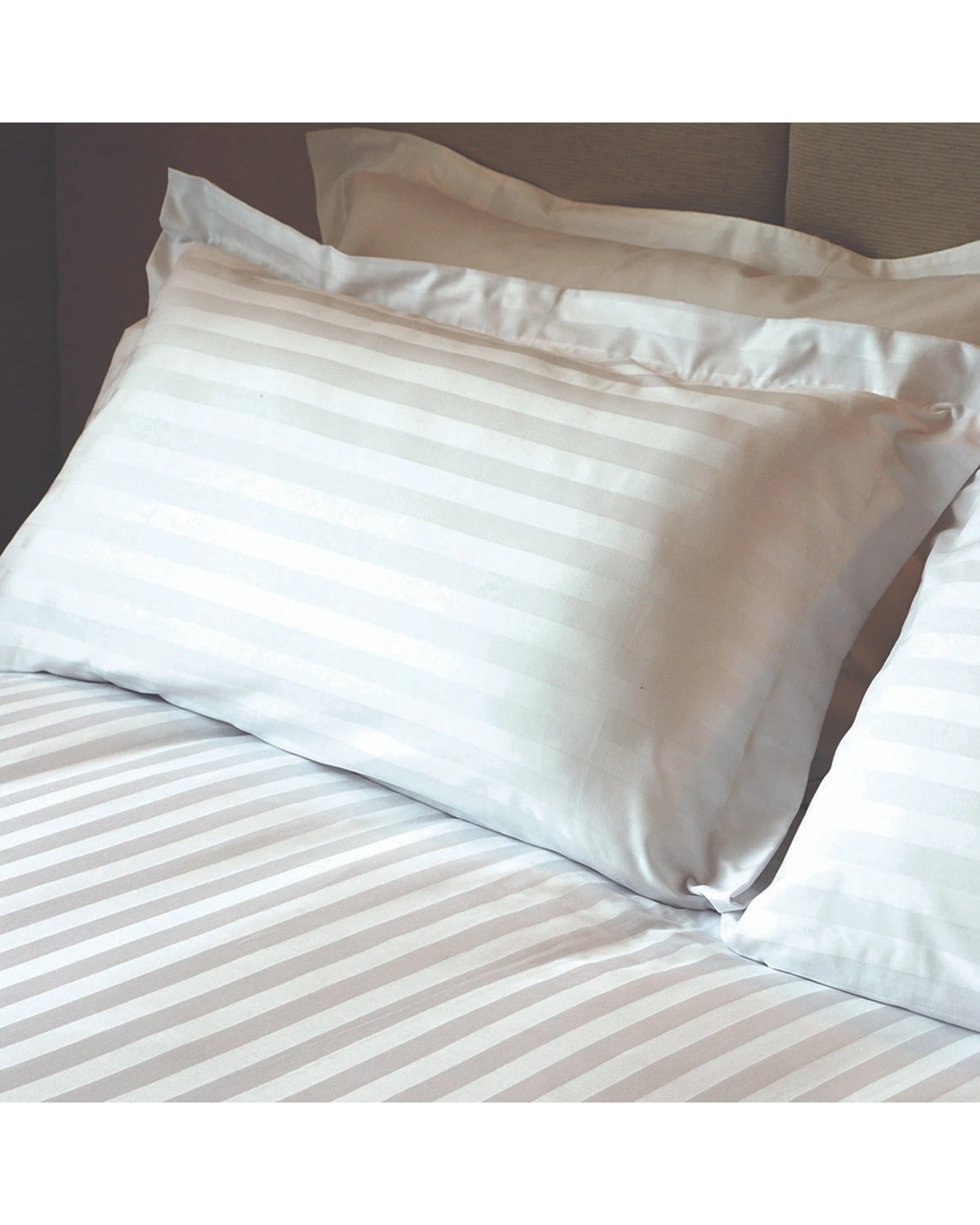 1 Jason Commercial Satin Stripe Pillow Case Tailored 2PK 50x90cm - White, 1 of 1