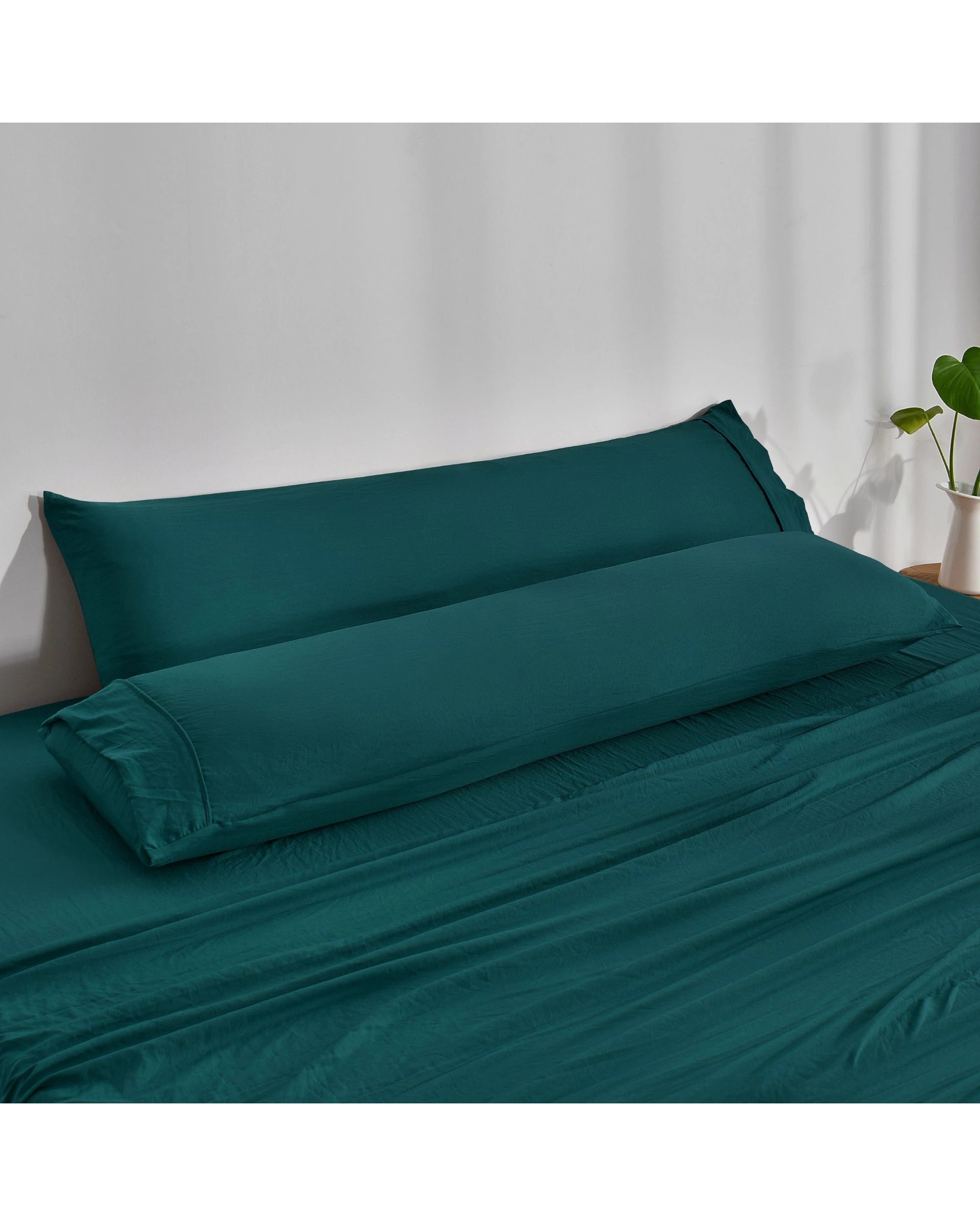 1 Dreamaker Superfine Washed Microfibre Body Pillowcase Twin Pack - Teal, 1 of 5