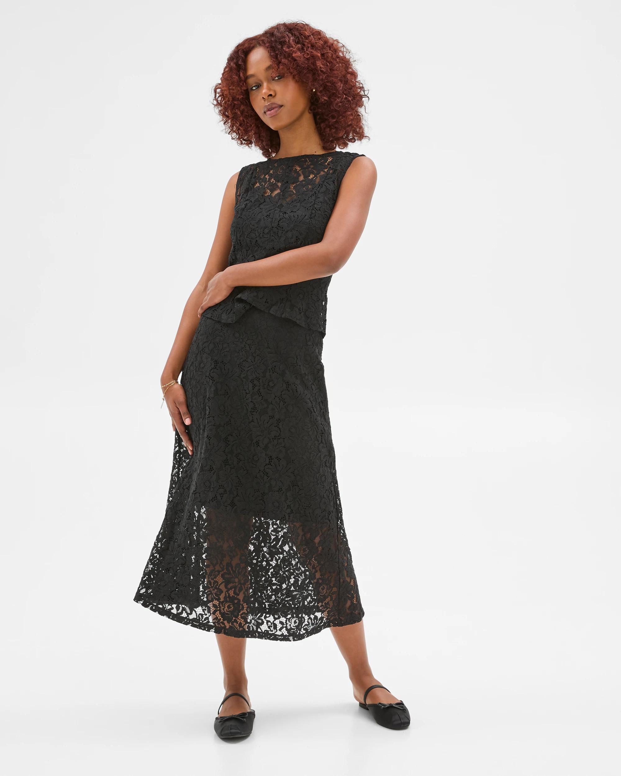 3 Target Petites Lace Midi Skirt BLACK, 3 of 6