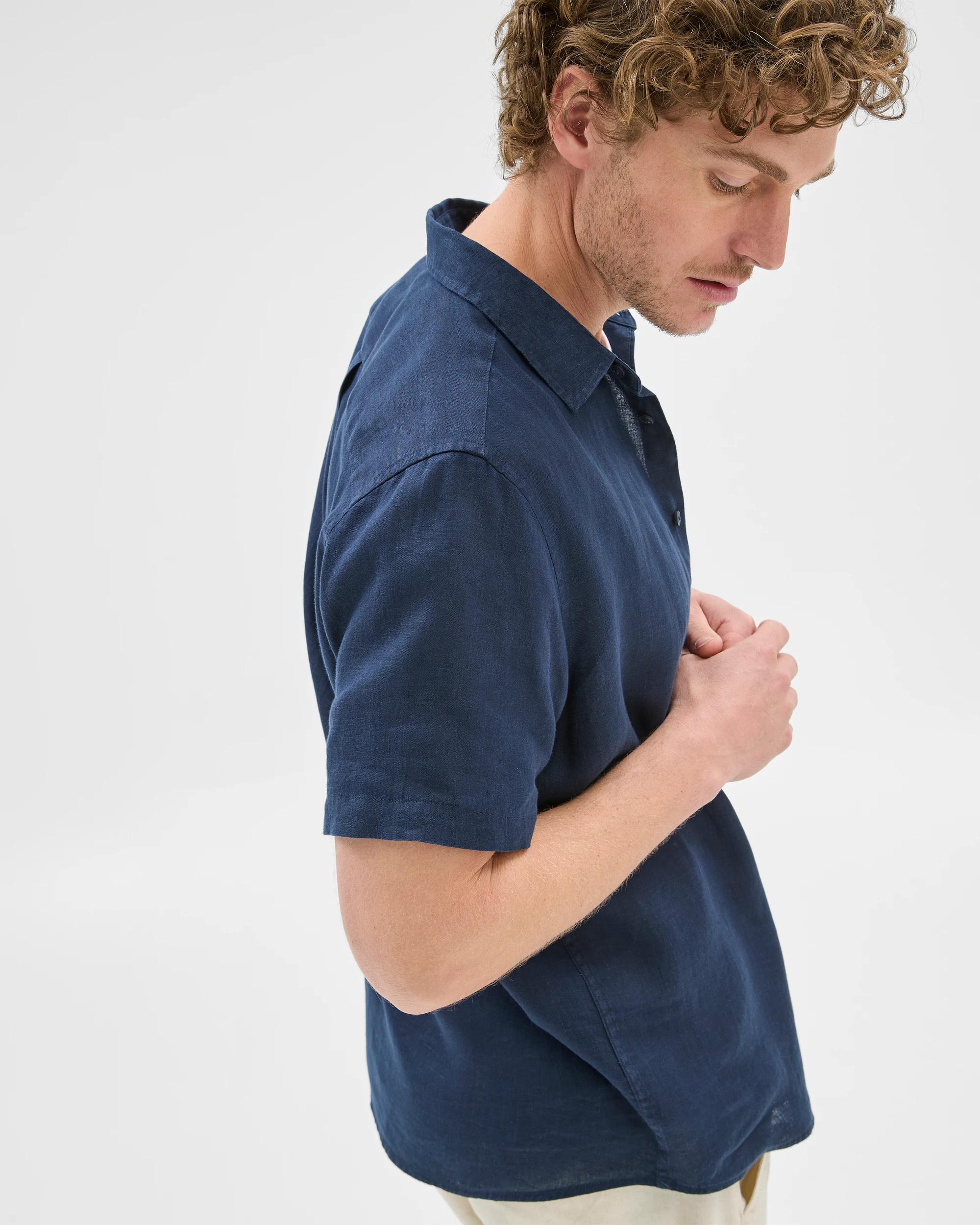 6 Target European Linen Short Sleeve Shirt NAVY, 6 of 6