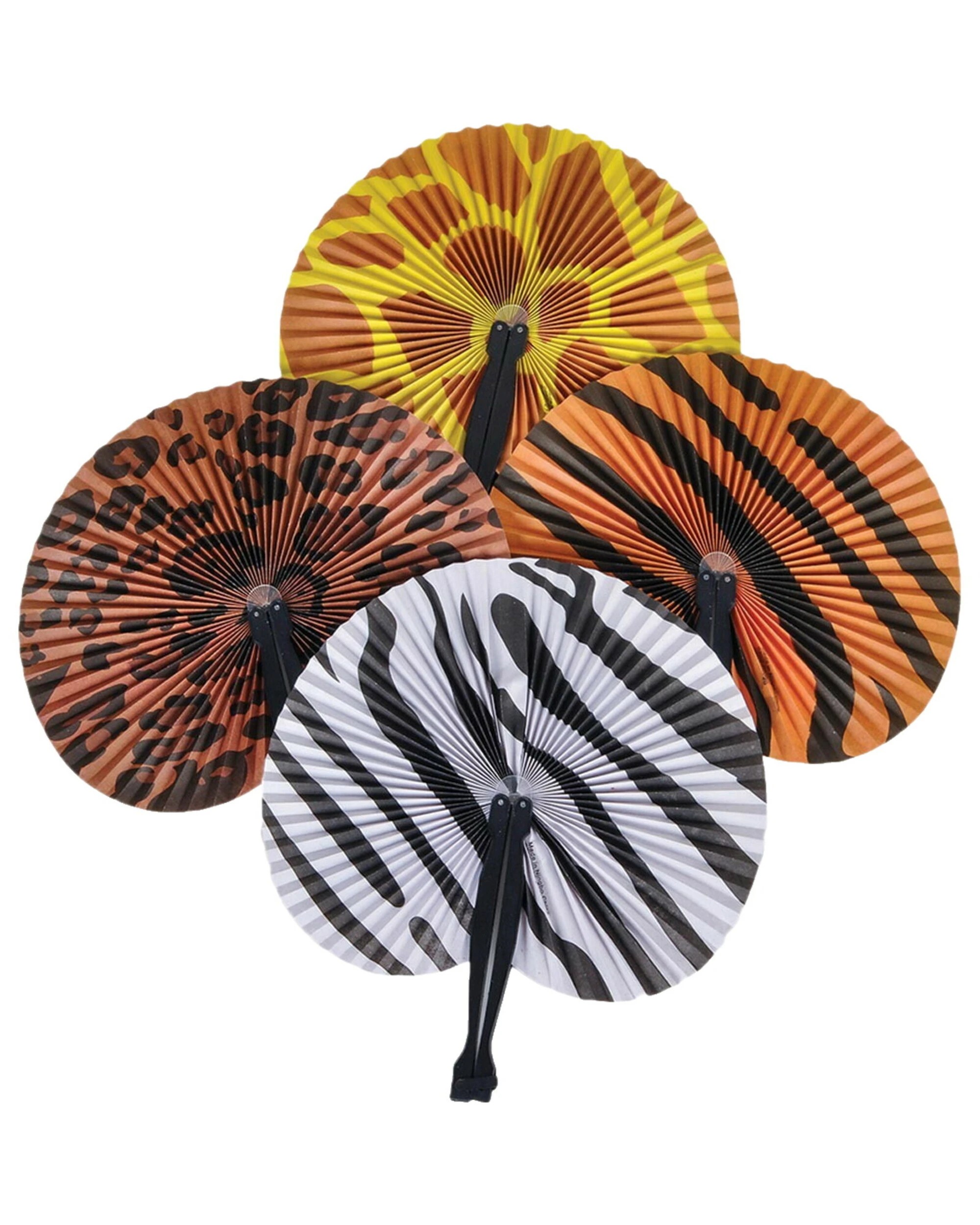 1 RI Novelty Safari Print Paper Fans Pack of 12Multi - One Size - Multi, 1 of 1
