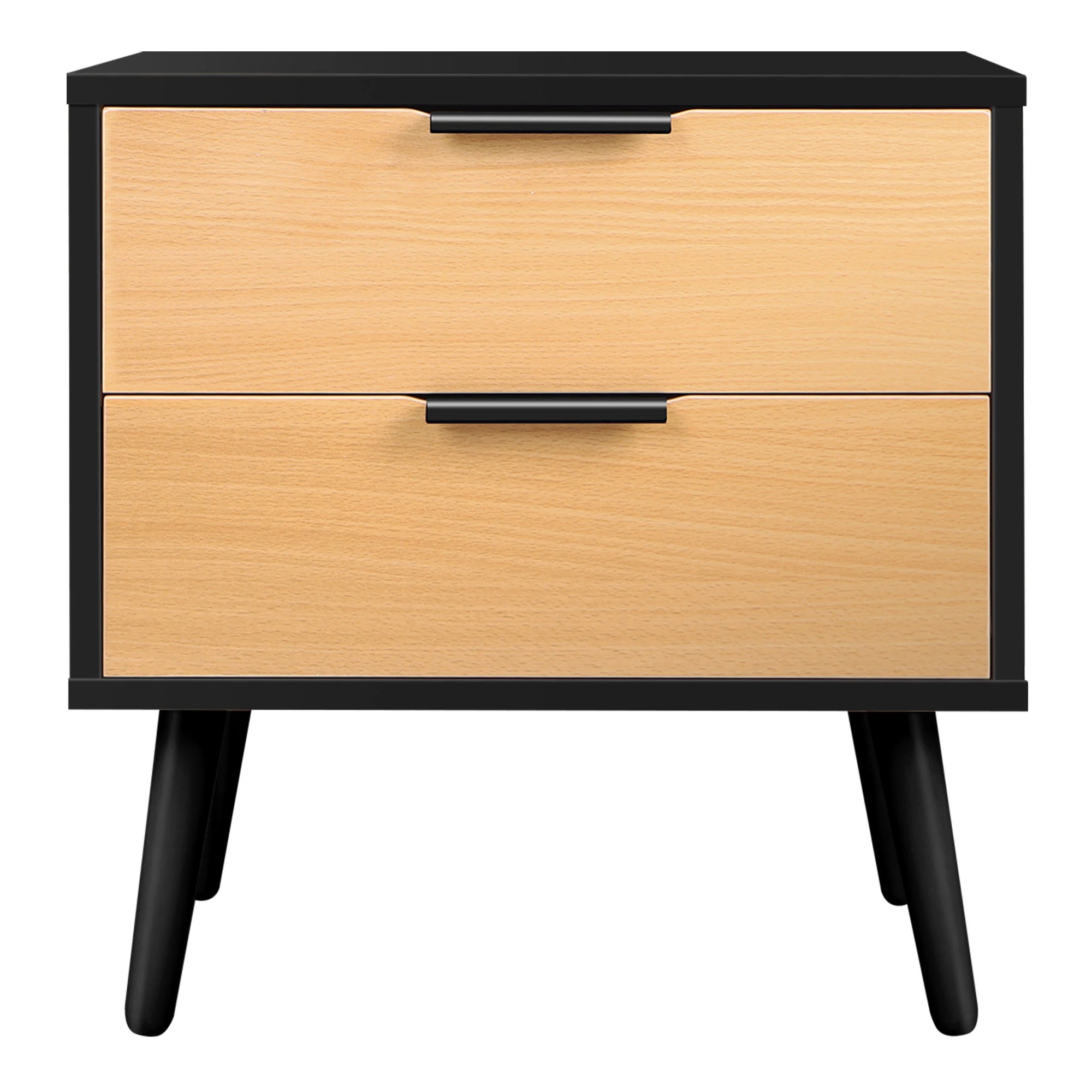 2 Alfordson Bedside Table Nightstand Side Storage Cabinet Scandinavian - Black, 2 of 10