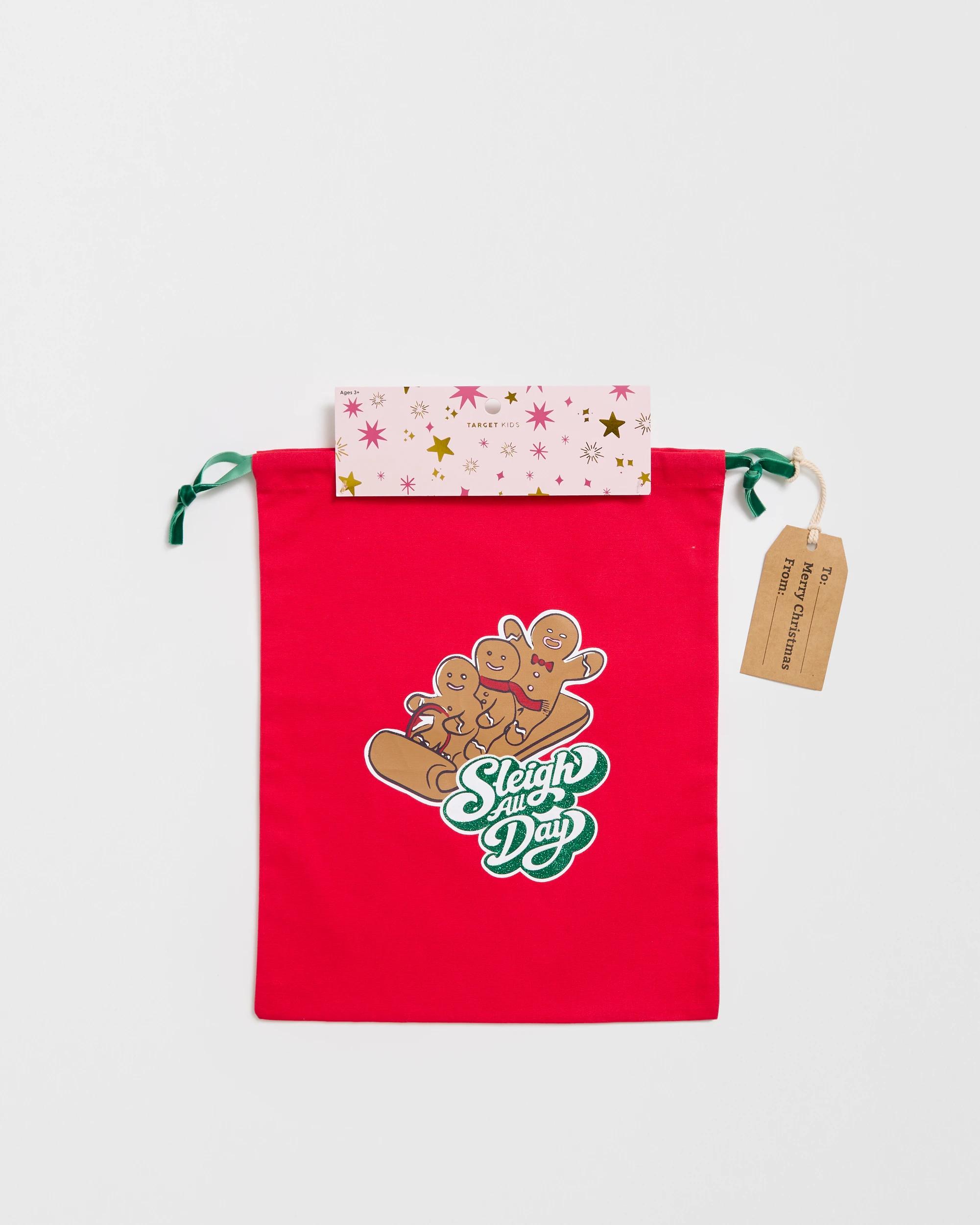 4 Target Kids Christmas Sleigh The Day Drawstring Bag RED, 4 of 4