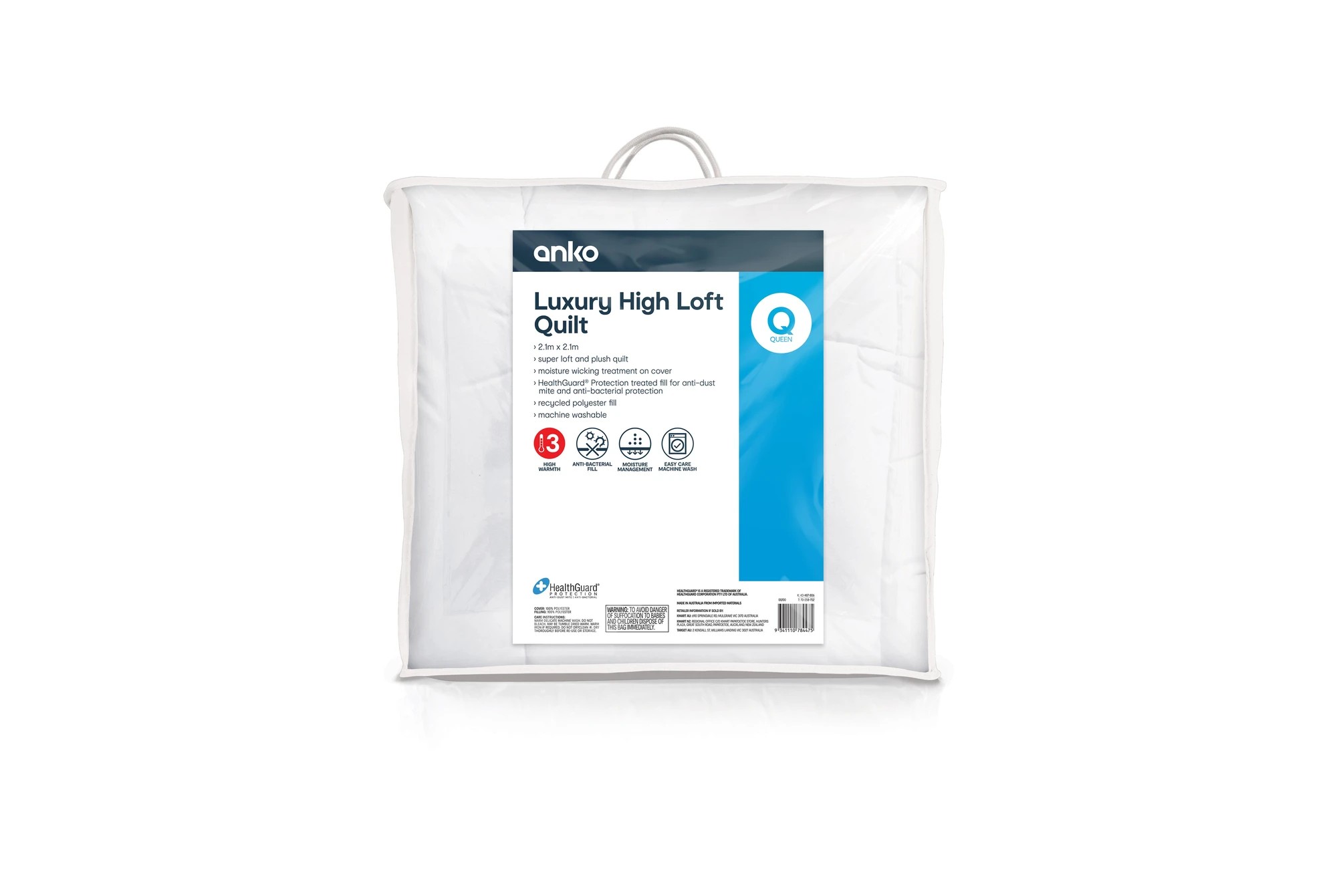 1 High Warmth Luxury High Loft Quilt - Queen Bed, White