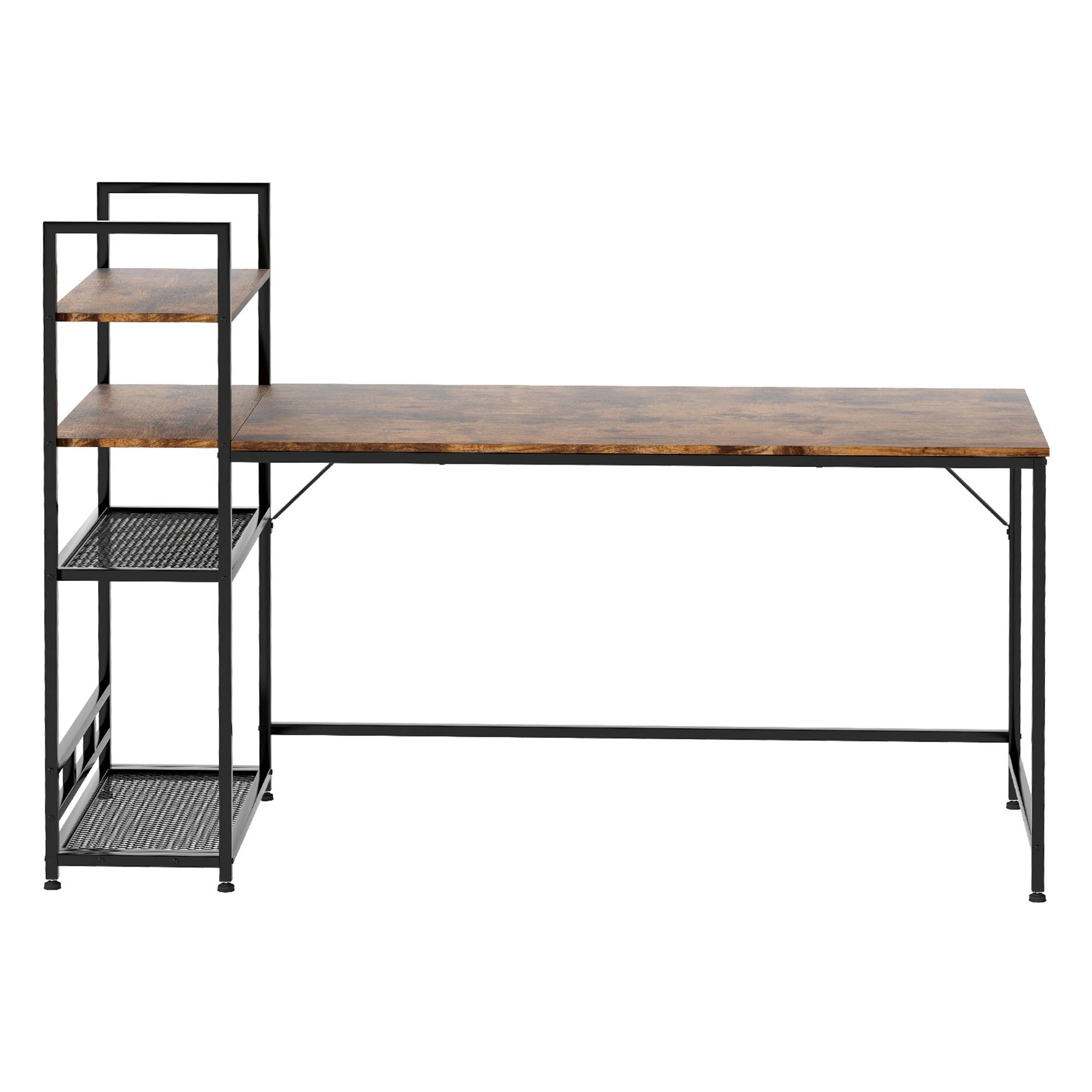 2 Levede Computer Desk with 4-Tier Shelf 160cm - Brown, 2 of 9