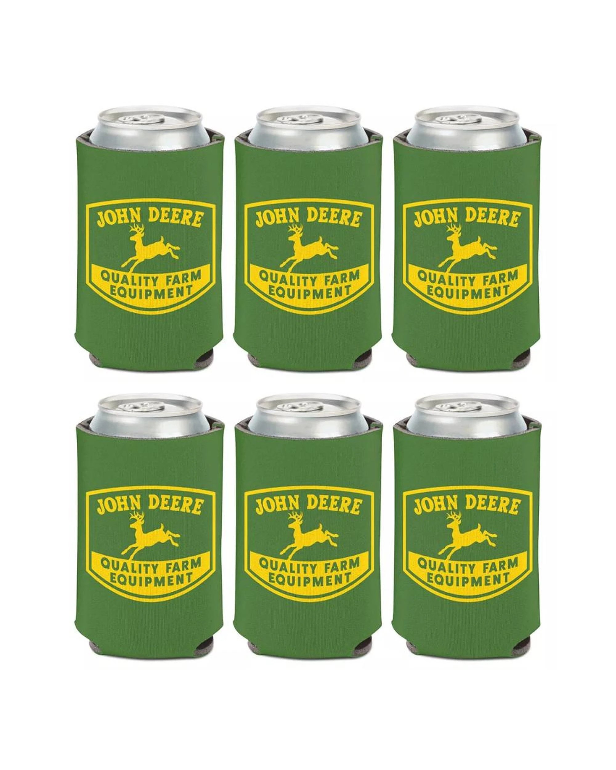 1 John Deere Can Cooler  Stubbie Holder 12oz Green Retro Farm Logo Set of 6, 1 of 2