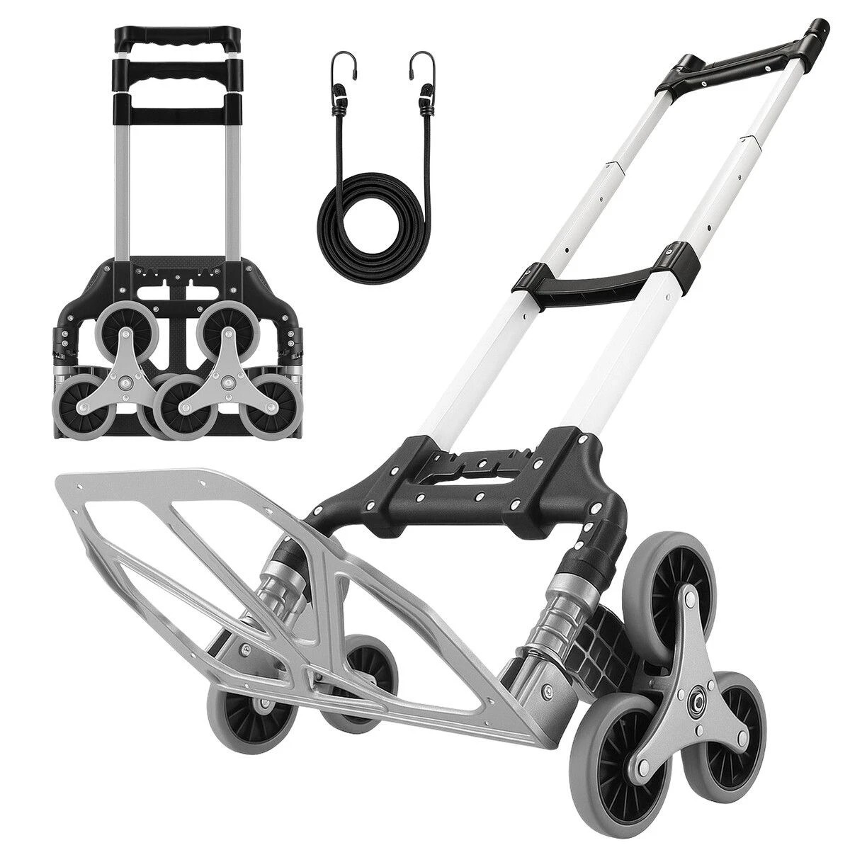 3 AUSWAY Foldable Dolly Hand Truck Shopping Cart Trolley Stair Climbing Portable, 3 of 5