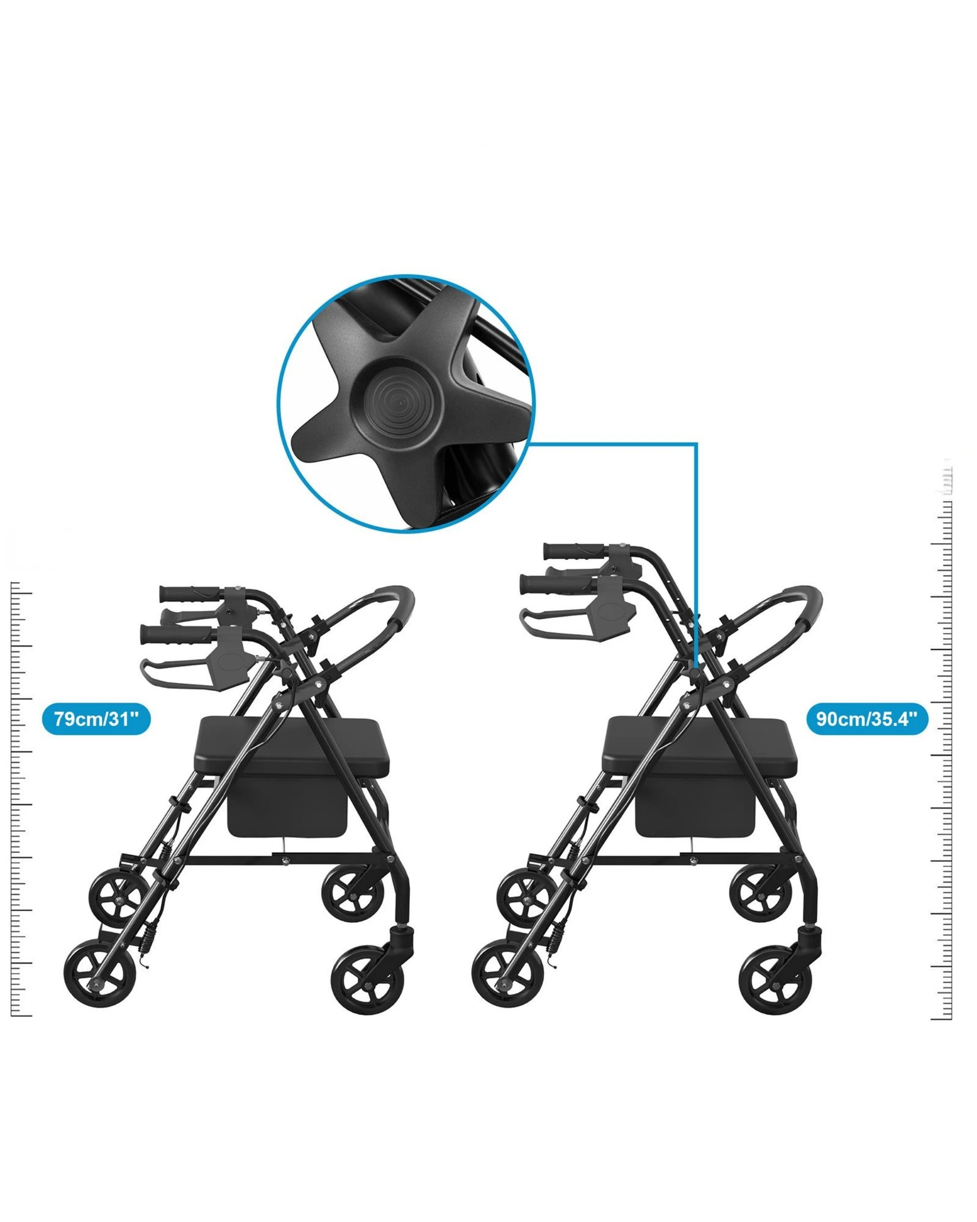 7 Advwin Lightweight Rollator Walker 4-Wheel Folding Mobility Aid -Black, 7 of 8