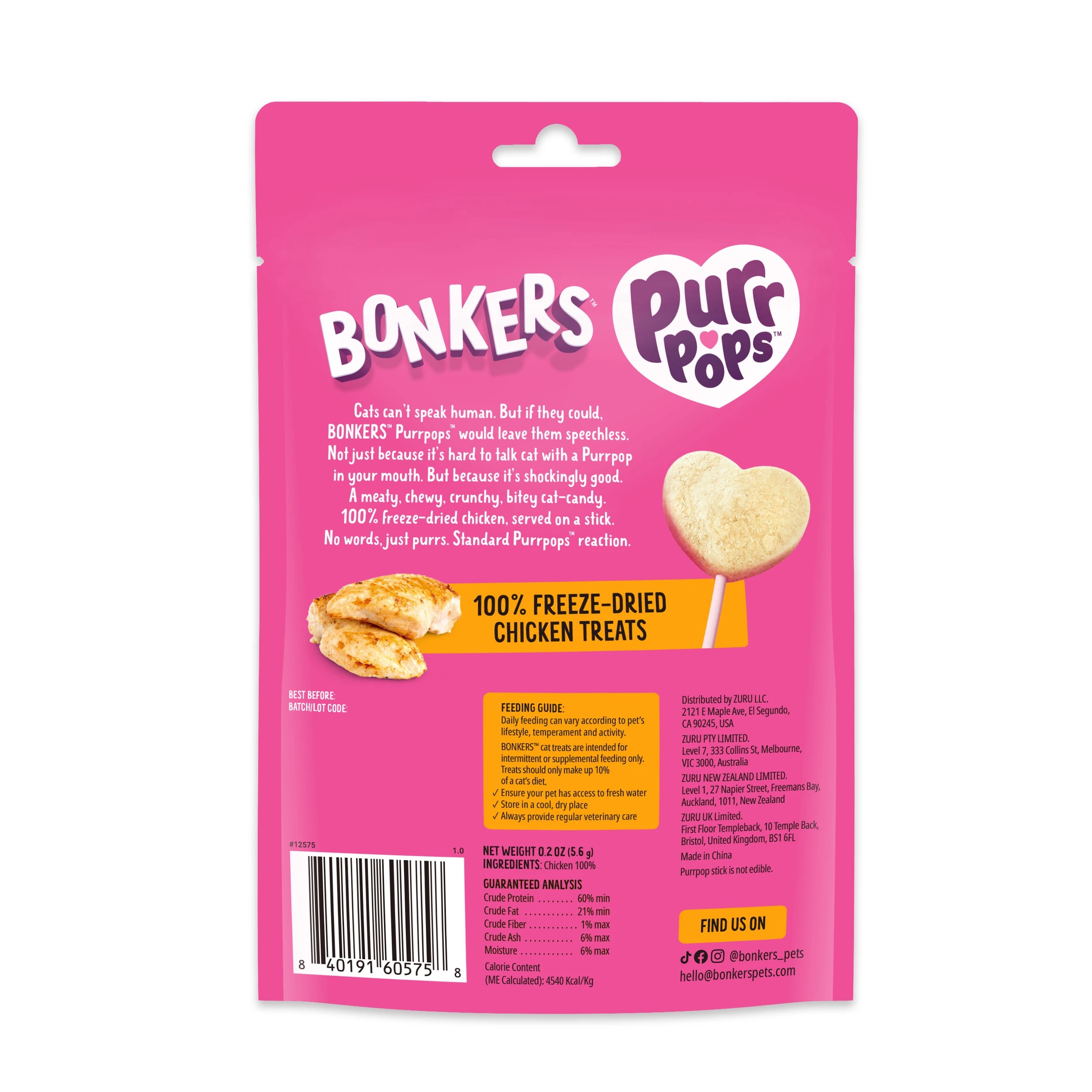 3 BONKERS Purrpops Freeze-Dried Chicken Flavored Lollipop Cat Treats, 3 of 10