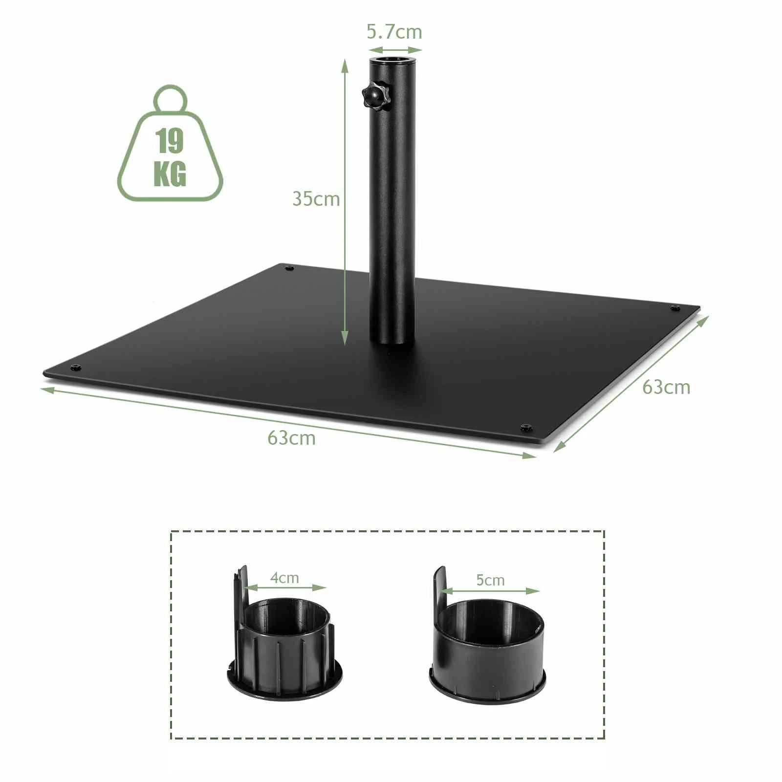 2 Costway 63cm Patio Umbrella Base 19kg Outdoor Umbrella Holder - Black, 2 of 2