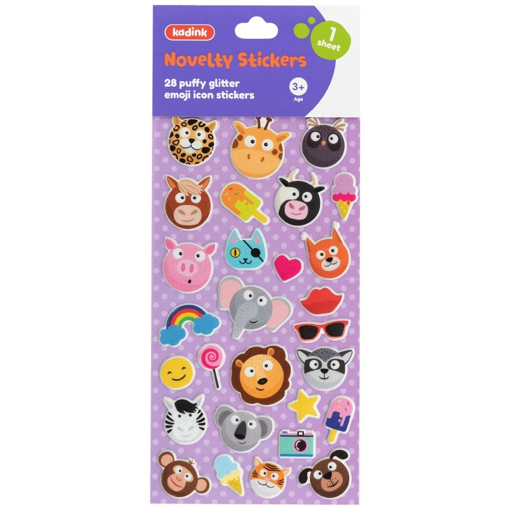 1 Kadink Puffy Sticker Sheet Glitter Emoji Design, 1 of 1