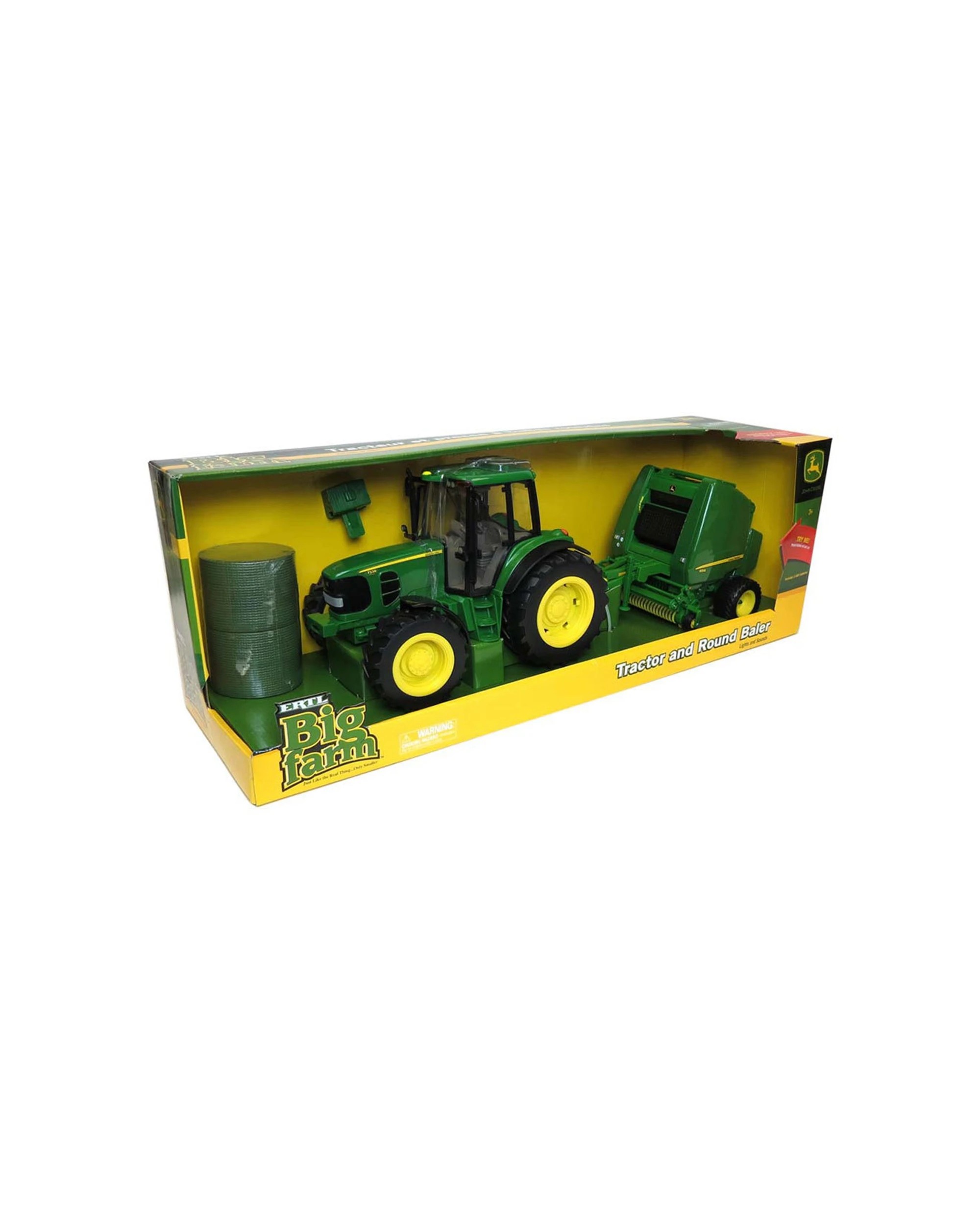 1 John Deere Big Farm Tractor And Baler Set 1 16 Scale Lights And Sounds Toy 3 Plus - Green, 1 of 3